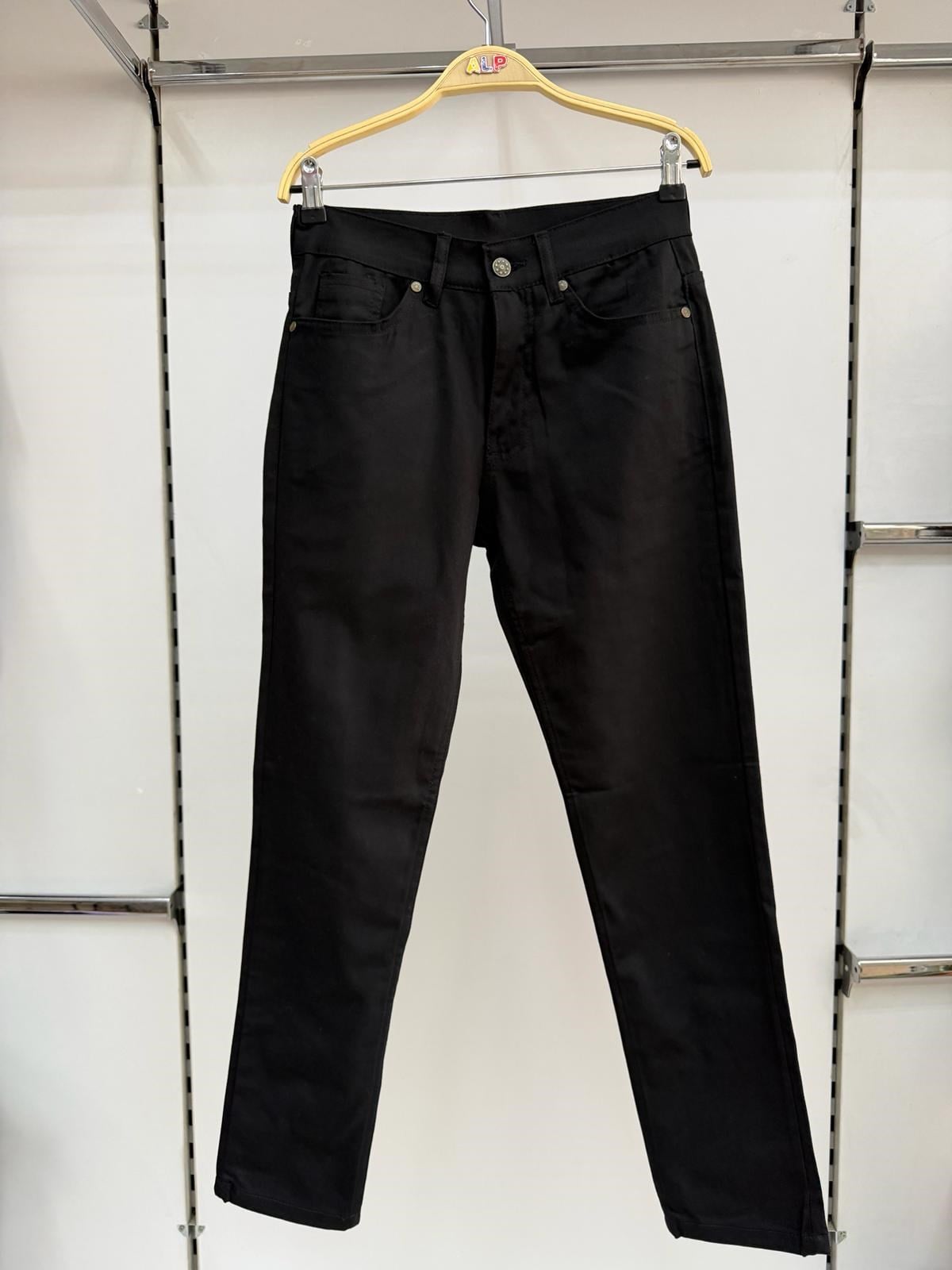 Unisex Standart Siyah Keten Okul Pantolon
