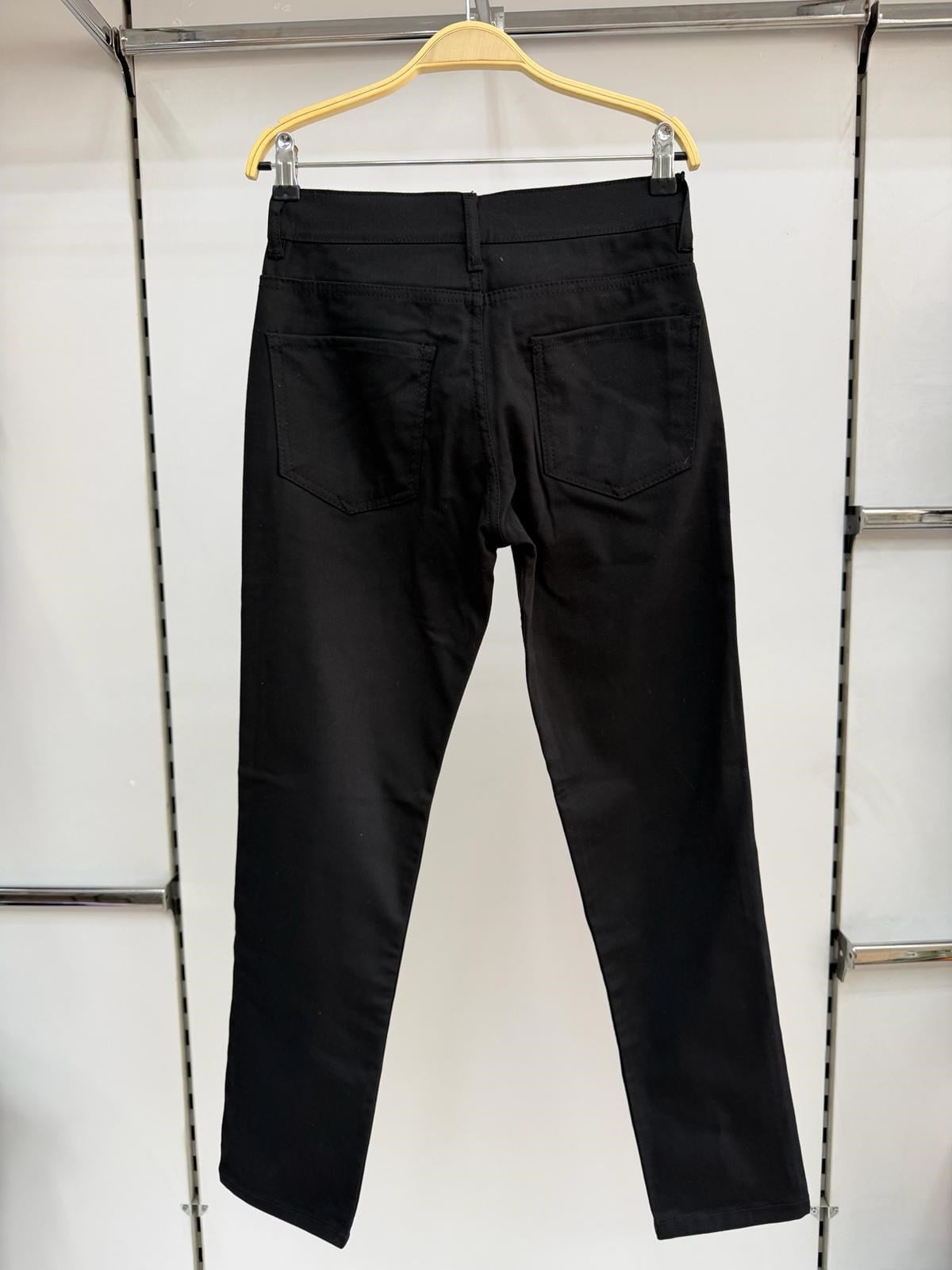 Unisex Standart Siyah Keten Okul Pantolon