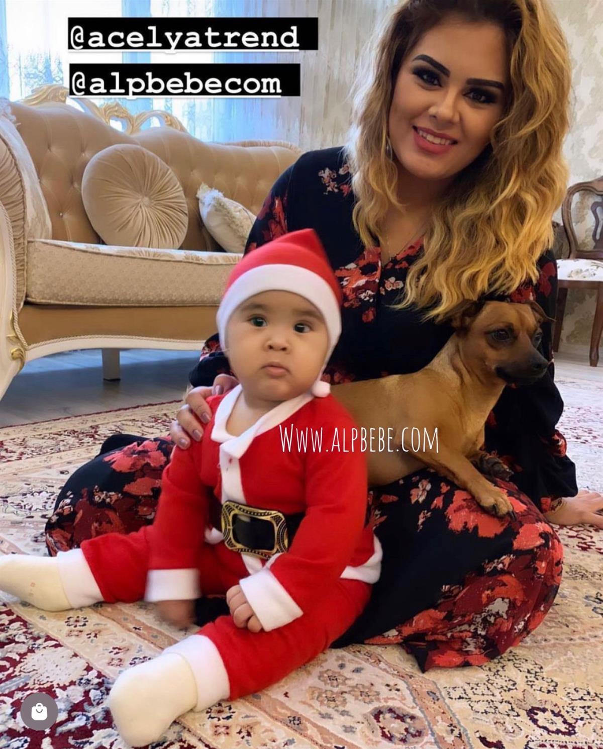 Yeni Yıl Konsepti Gömlek Pantolun Şapka Kemer 4  lü Set-Kırmızı