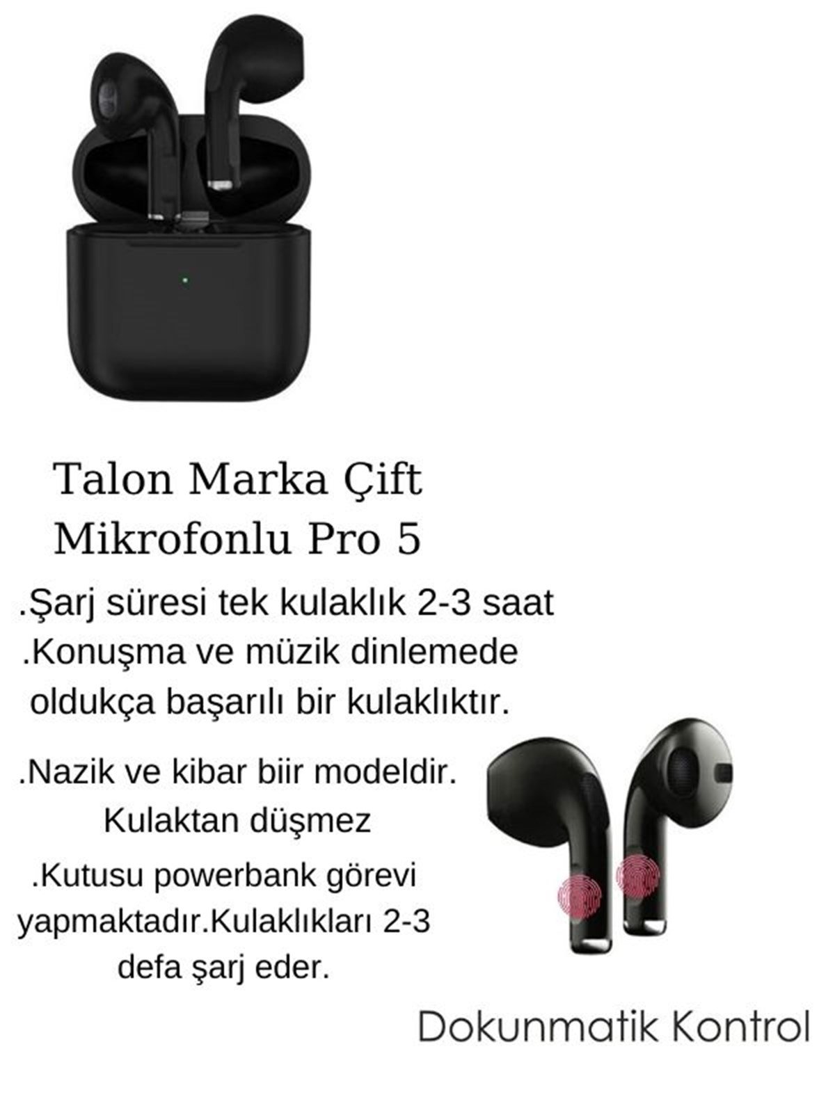 Airpods pro 5 Bluetooth Kulaklık Yüksek Ses Kalitesi Apple Android Uyumlu