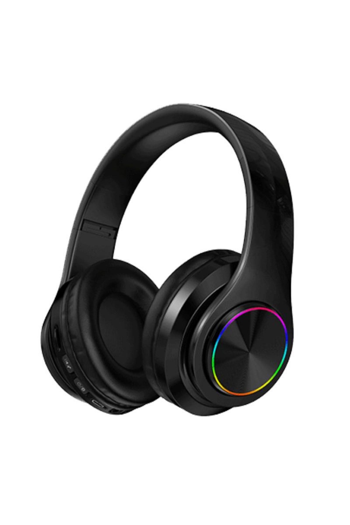 Kablosuz Kulaklık Bluetooth Mikrofonlu Kulaküstü Kulaklık Led Işıklı Katlanabilir SİYAH