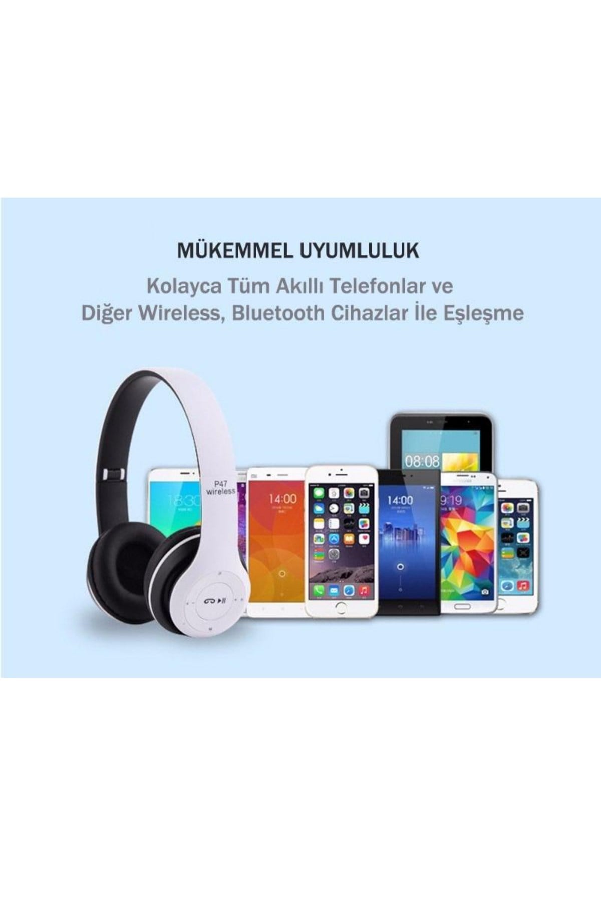 P47 Kablosuz Kulaklık Kulak üstü Bluetooth Fm Radyo 
