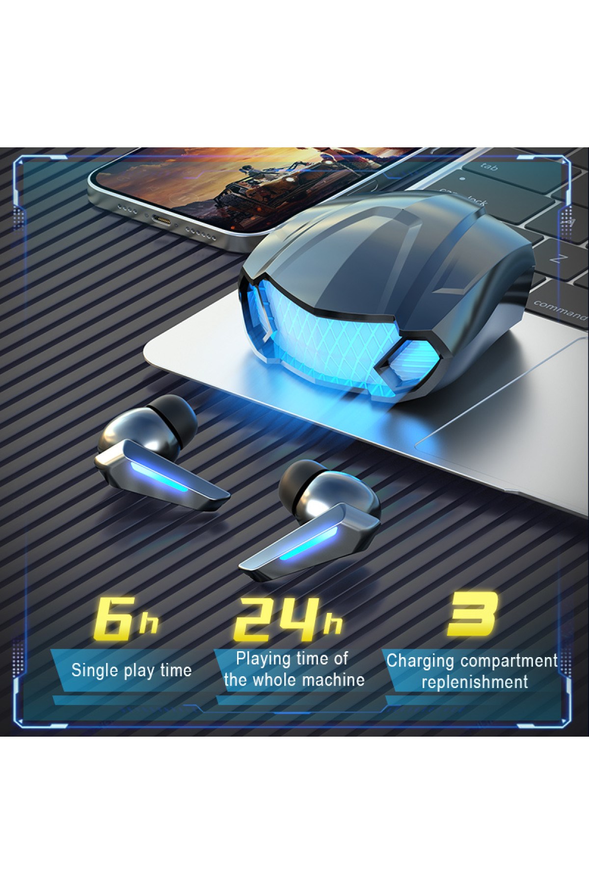 Yeni Nesil  Kablosuz Işıklı 5.2 Game Plus Oyuncu Bluetooth Kulaklık 