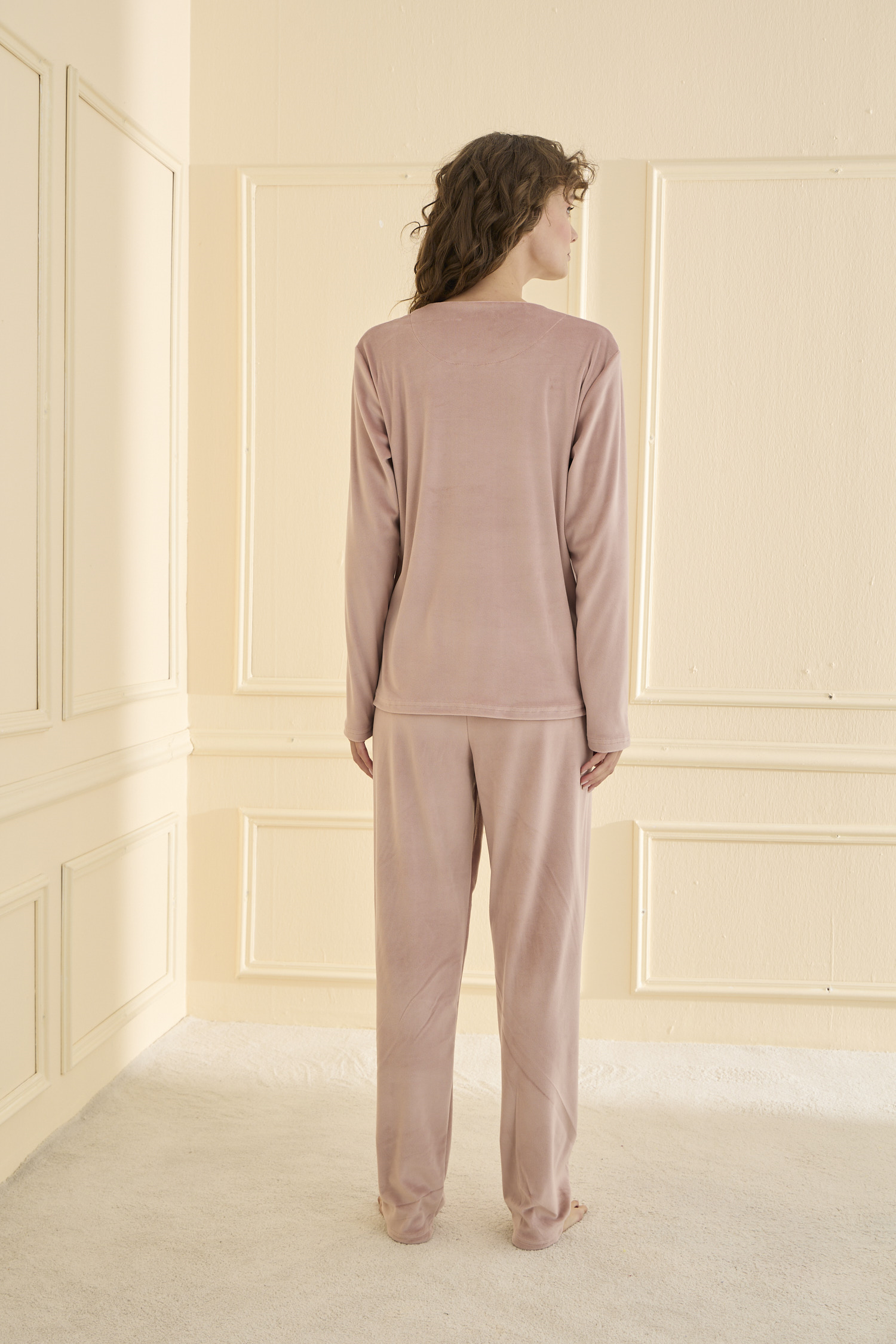 13166-2203 MİHRA KADİFE PUDRA PİJAMA 699