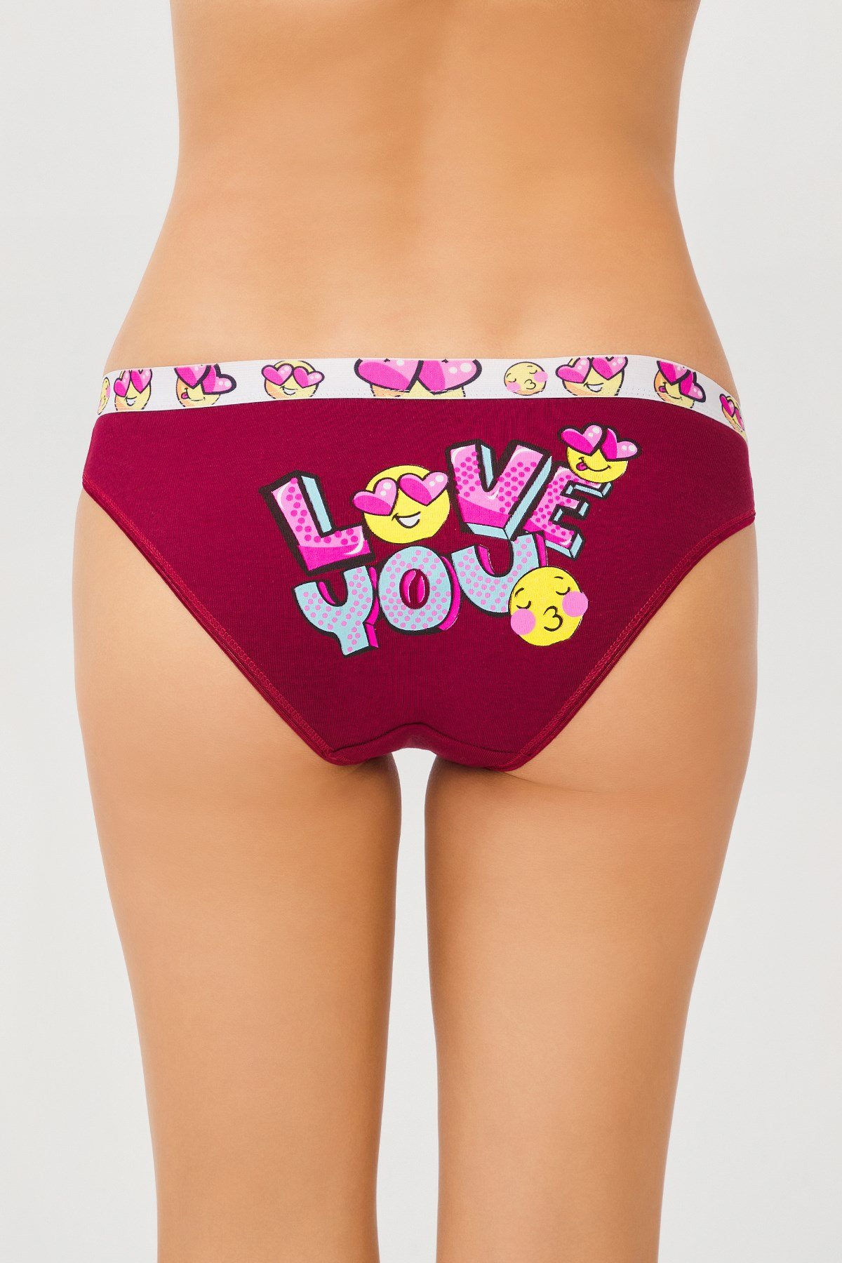 4211 PAPATYA YAZILI KÜLOT 10TL BORDO