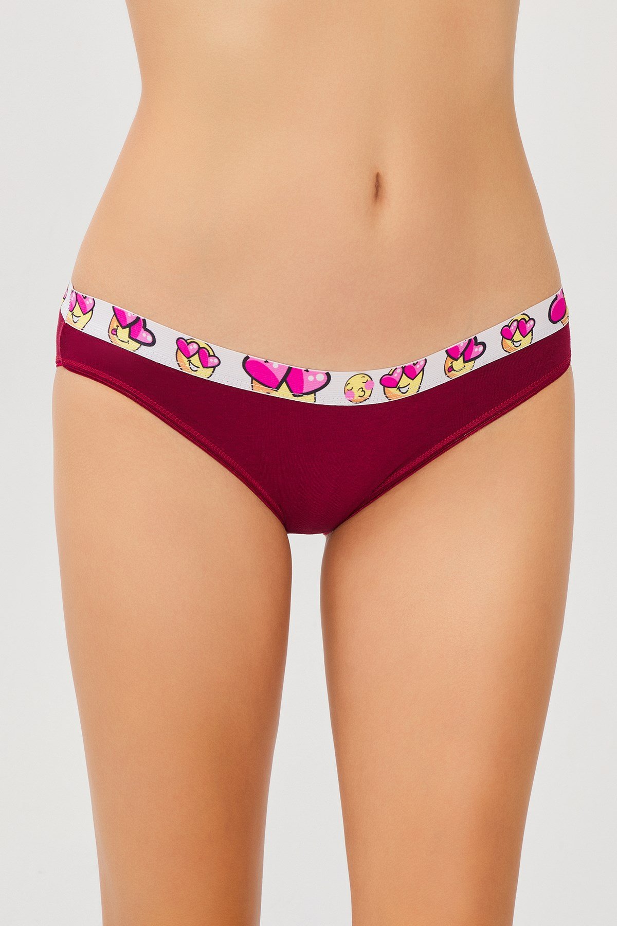 4211 PAPATYA YAZILI KÜLOT 10TL BORDO