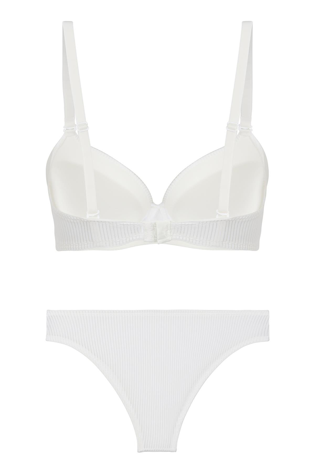 Aria Desenli Destekli Ekru Sütyen Takımı (625)