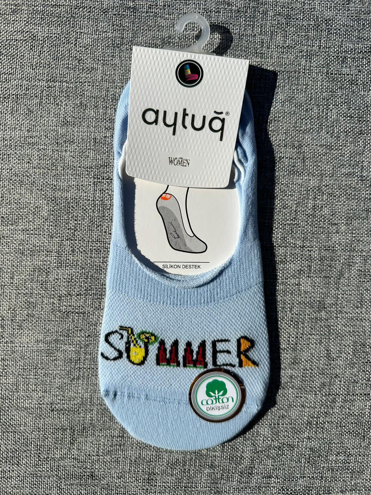 Aytuğ Bayan Dikişsiz Bebe Mavi Babet