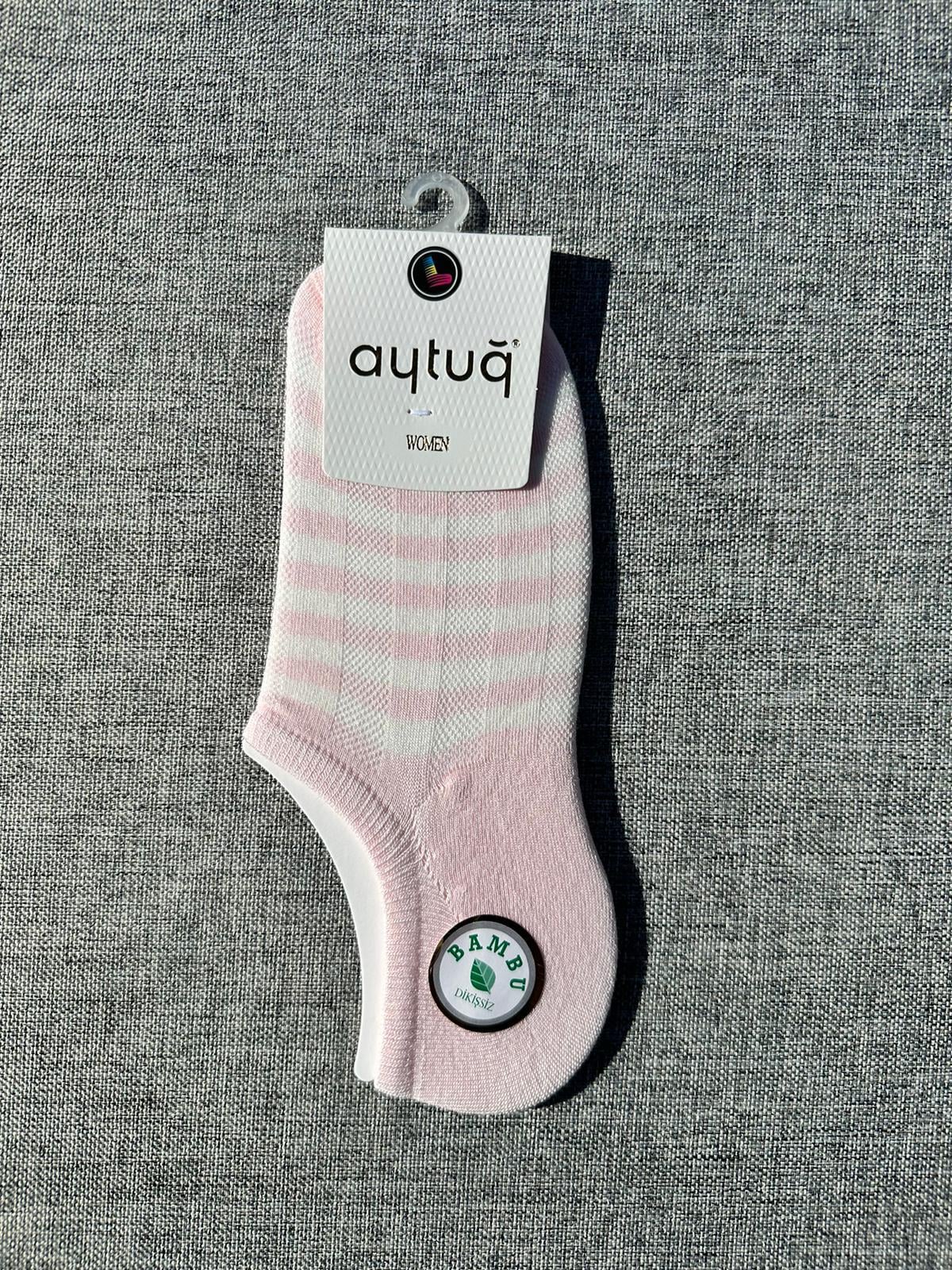 Aytuğ Bayan Dikişsiz Çizgili Pembe Sneaker