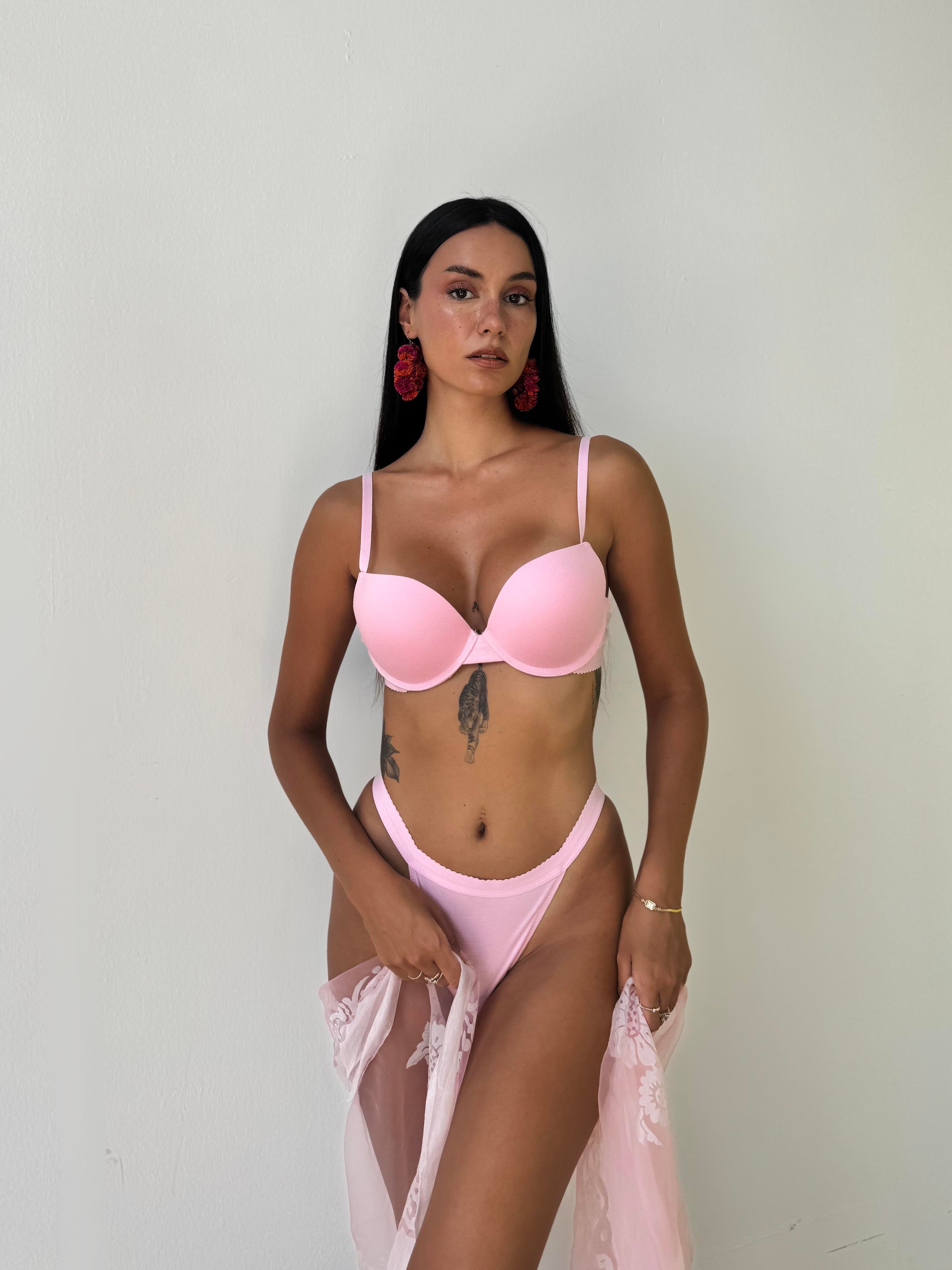 Bambu Kumaş Destekli Pembe Sütyen Takımı (730T)