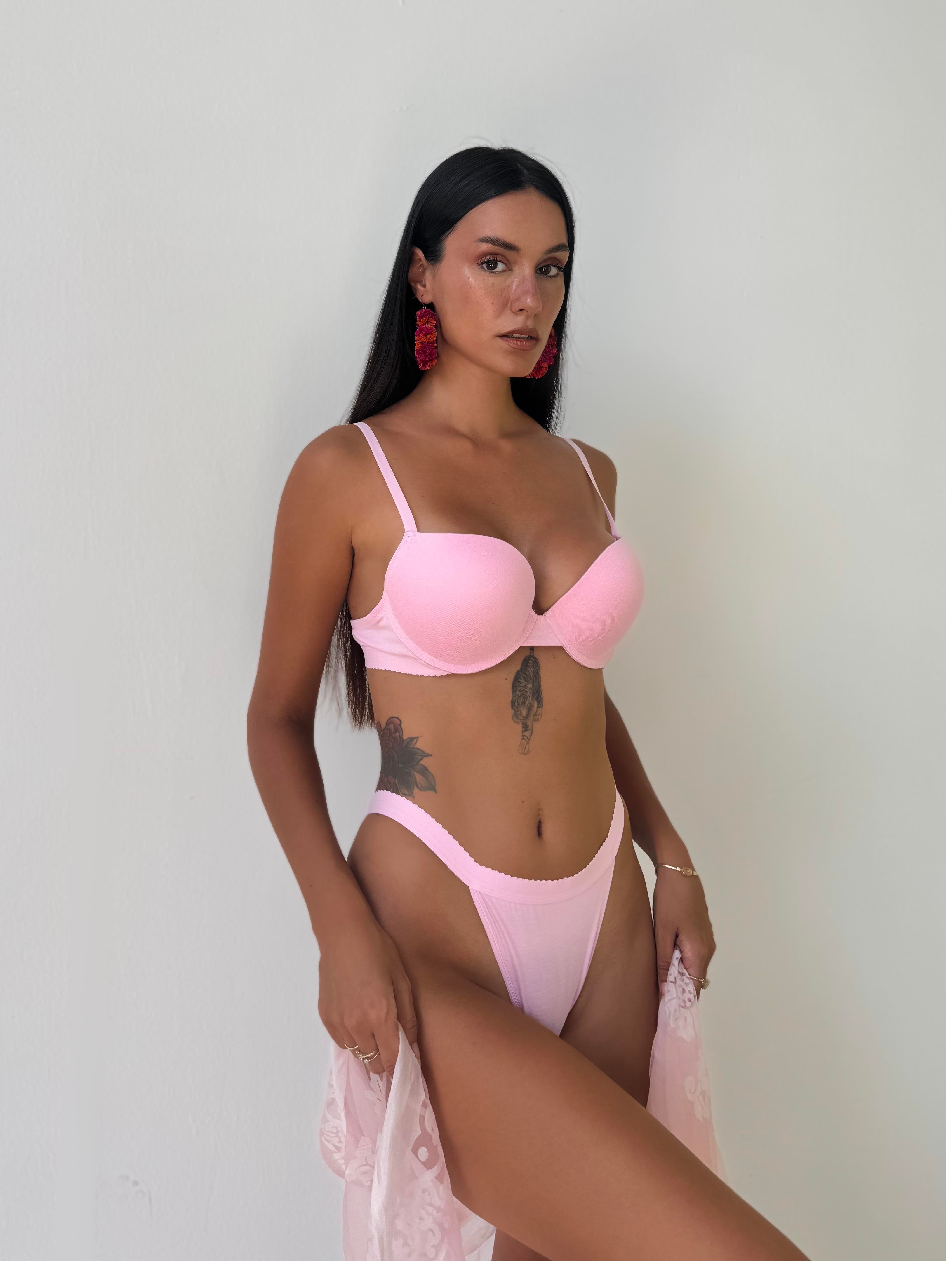 Bambu Kumaş Destekli Pembe Sütyen Takımı (730T)