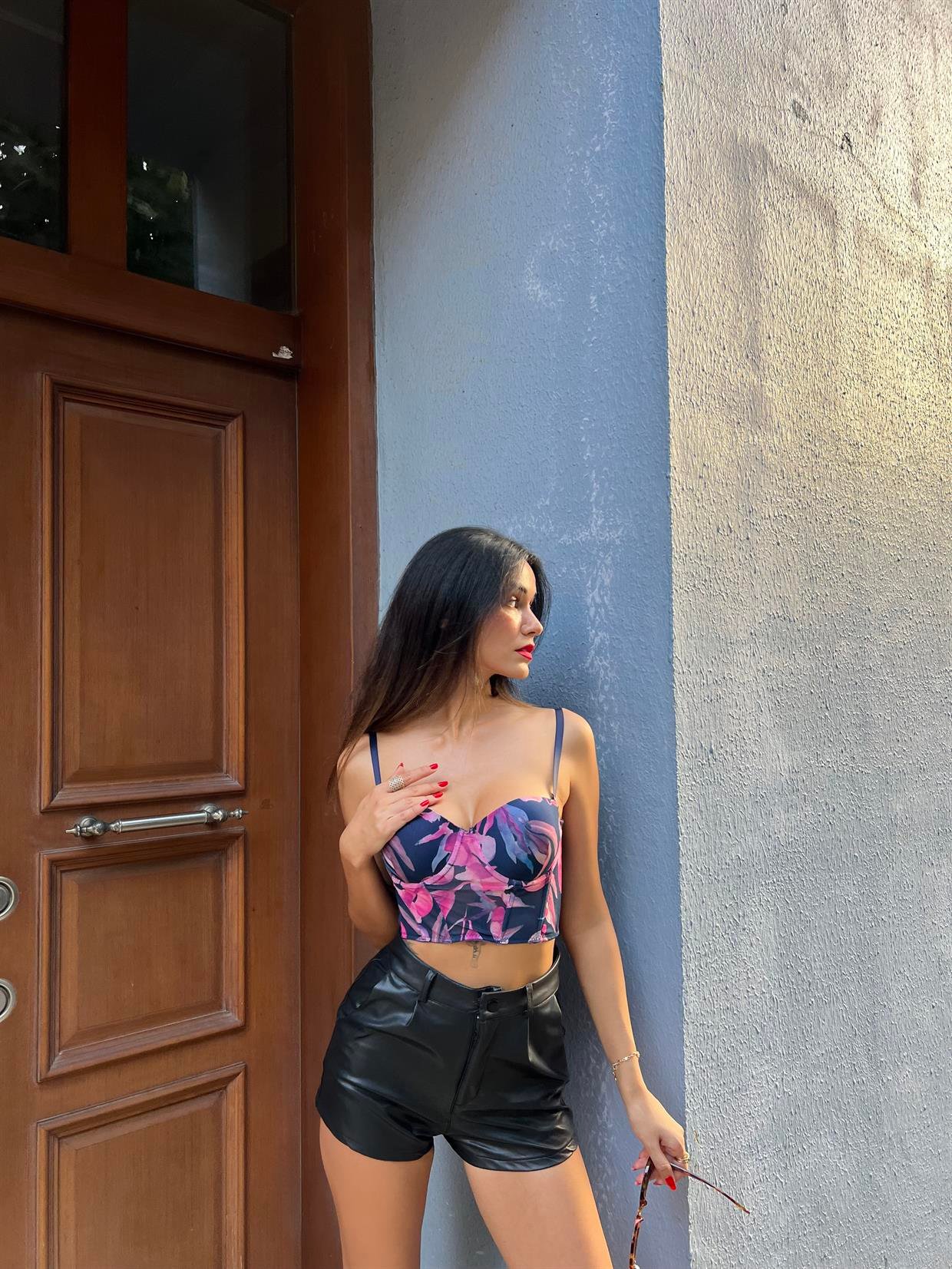 Baskılı Korseli Lacivert Sütyen Takımı(677)