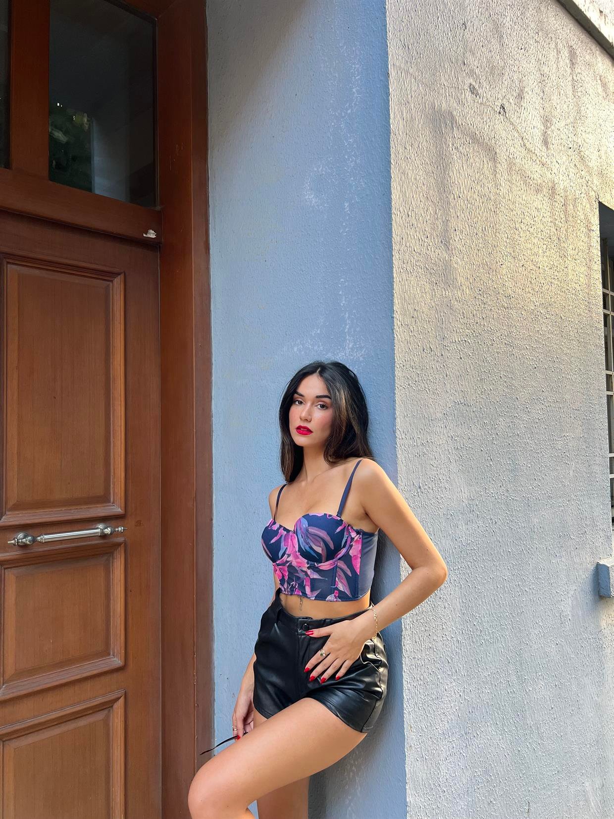 Baskılı Korseli Lacivert Sütyen Takımı(677)