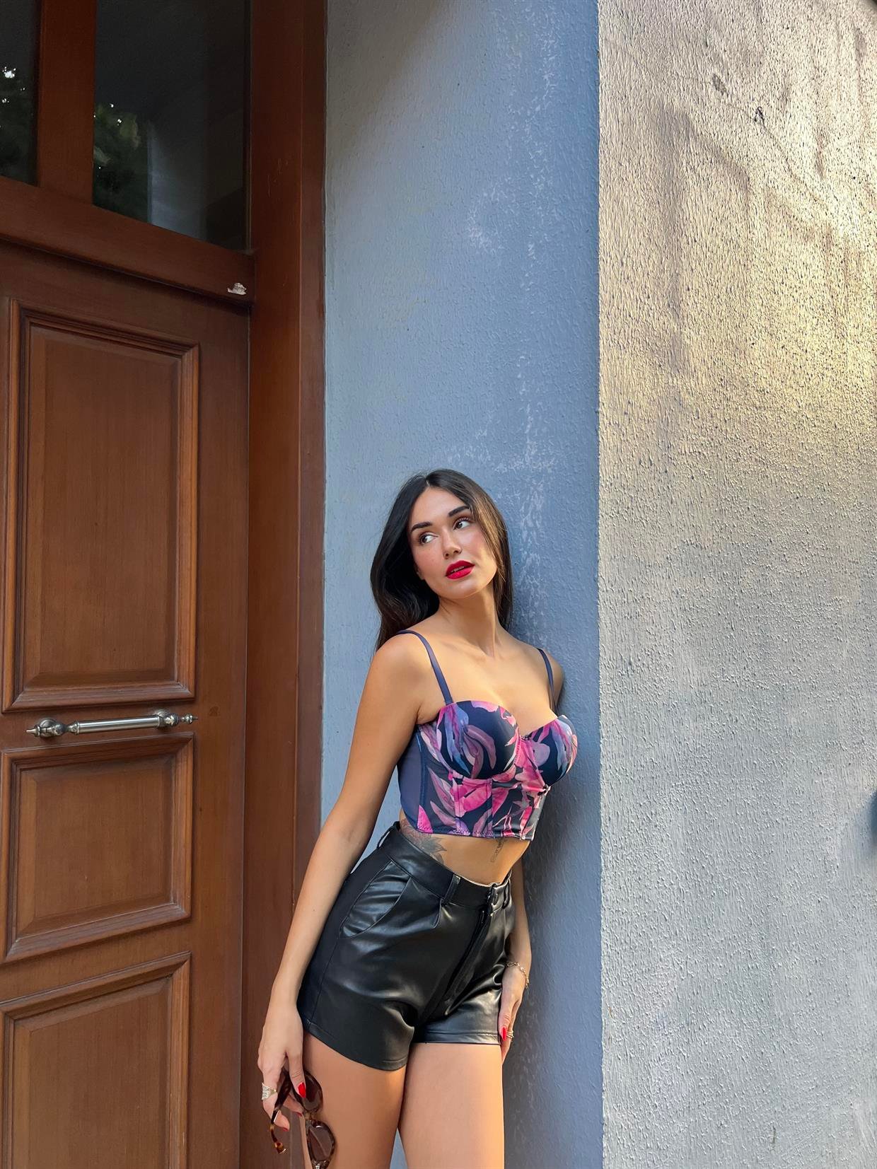 Baskılı Korseli Lacivert Sütyen Takımı(677)