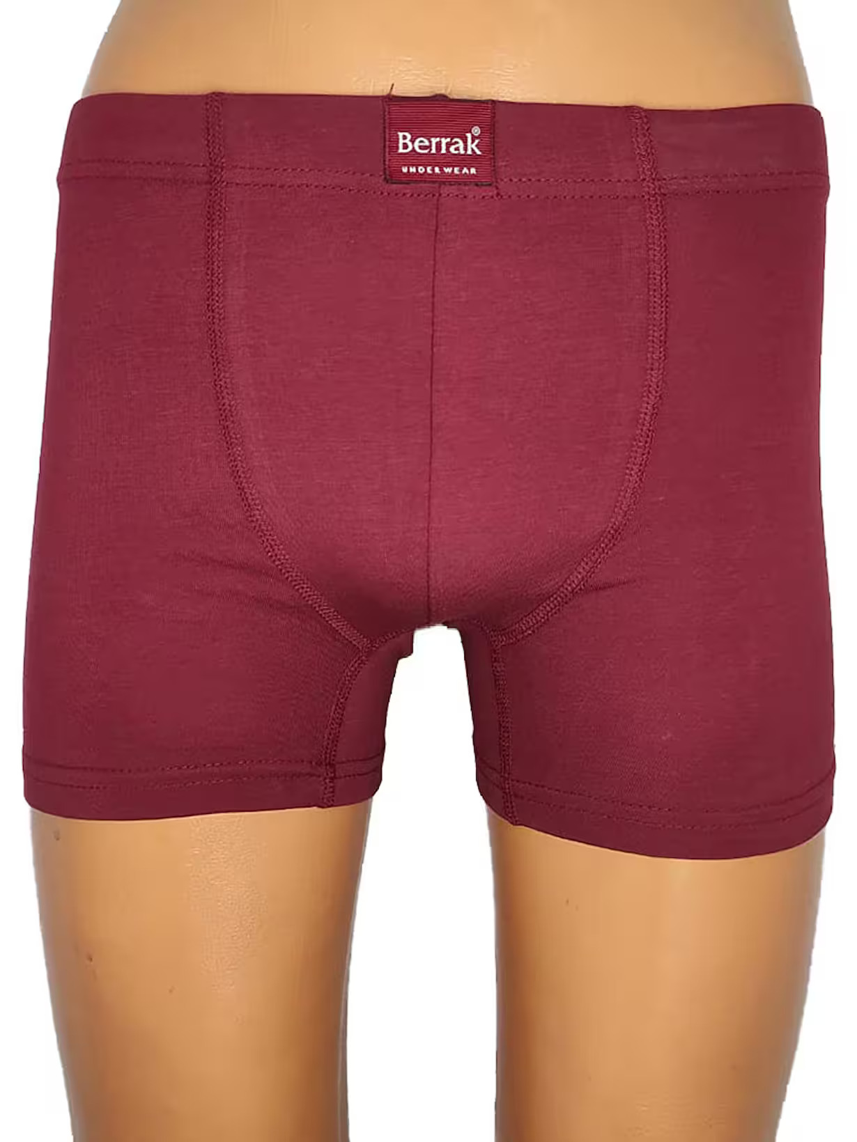 Berrak Likralı Kemerli Bordo Boxer - 4498