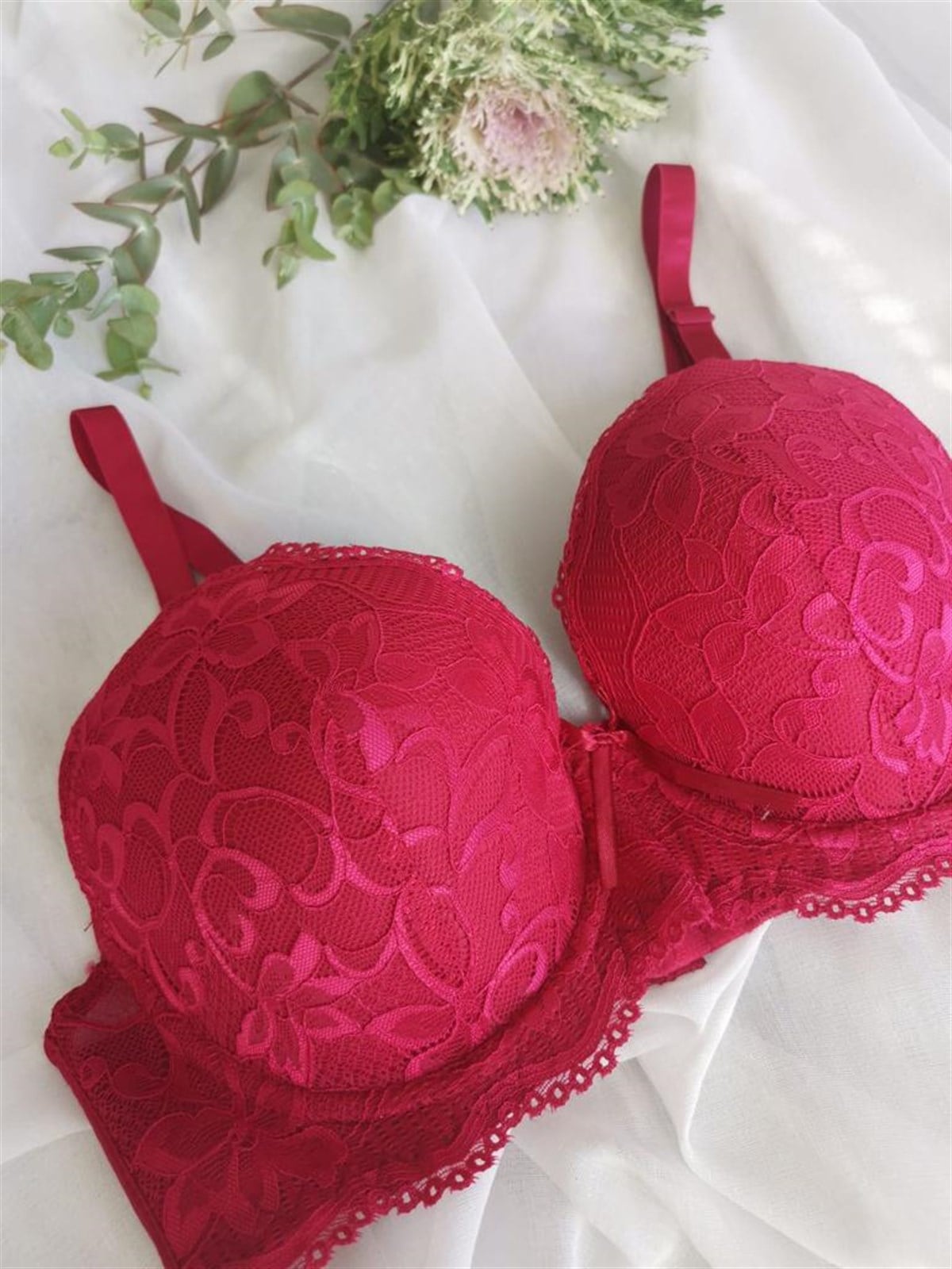 Cansoy Dantelli Bordo D Cup Sütyen