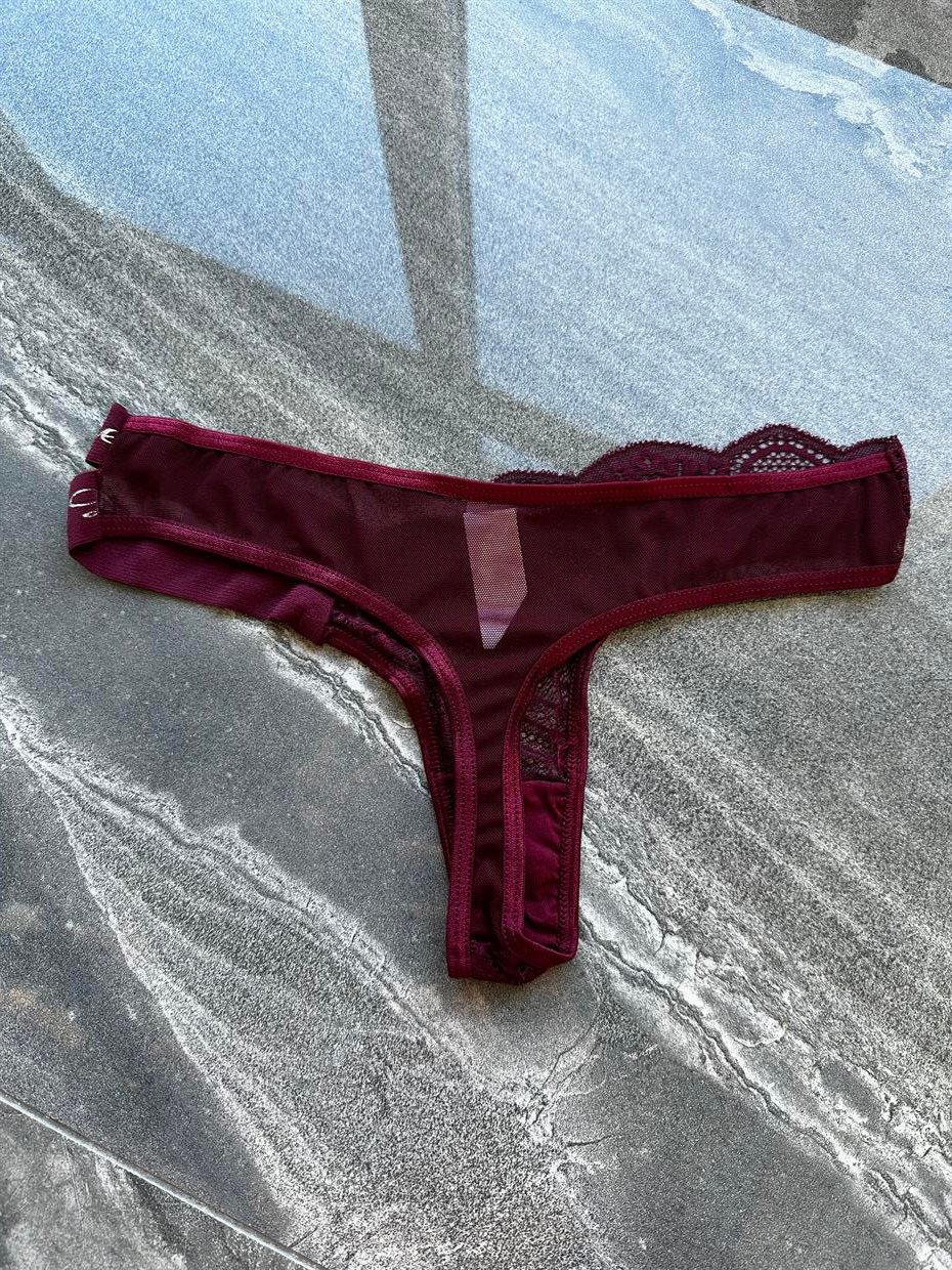 Çift bel lastikli Dantelli Tanga