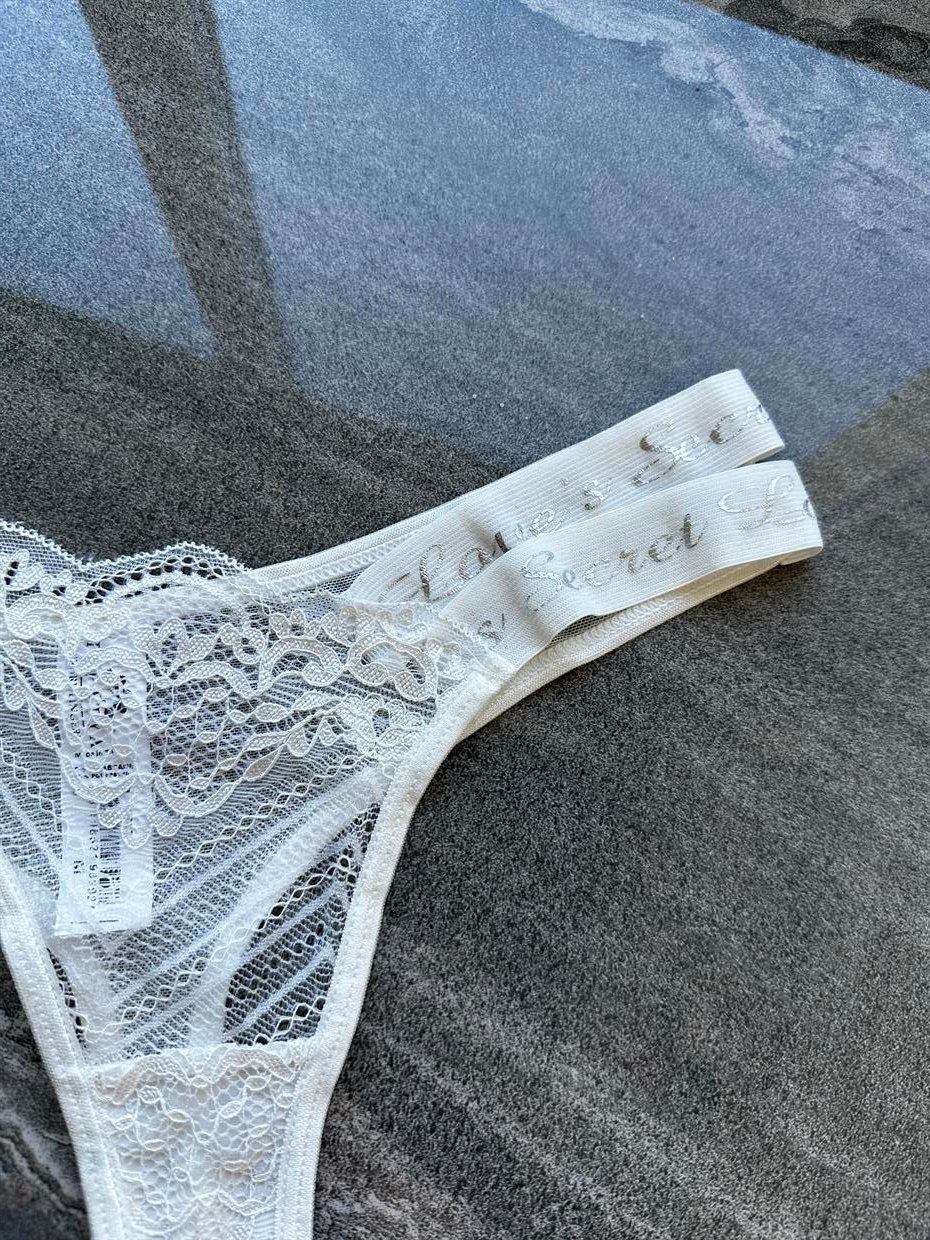 Çift bel lastikli Dantelli Tanga