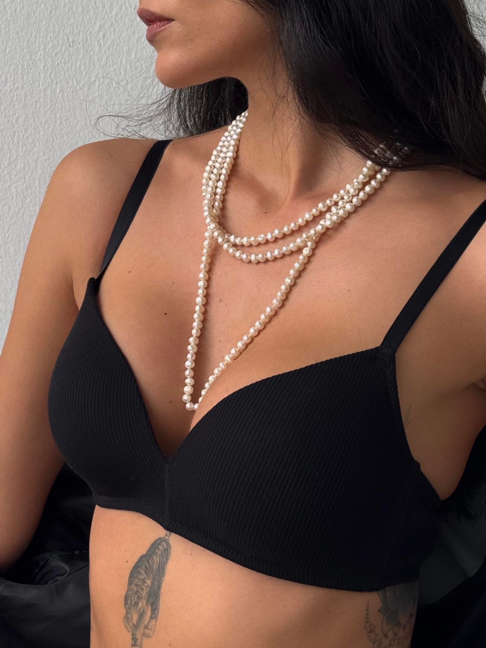 Çizgili Desteksiz Kapsız Balensiz  Siyah Sütyen Takımı (701T)