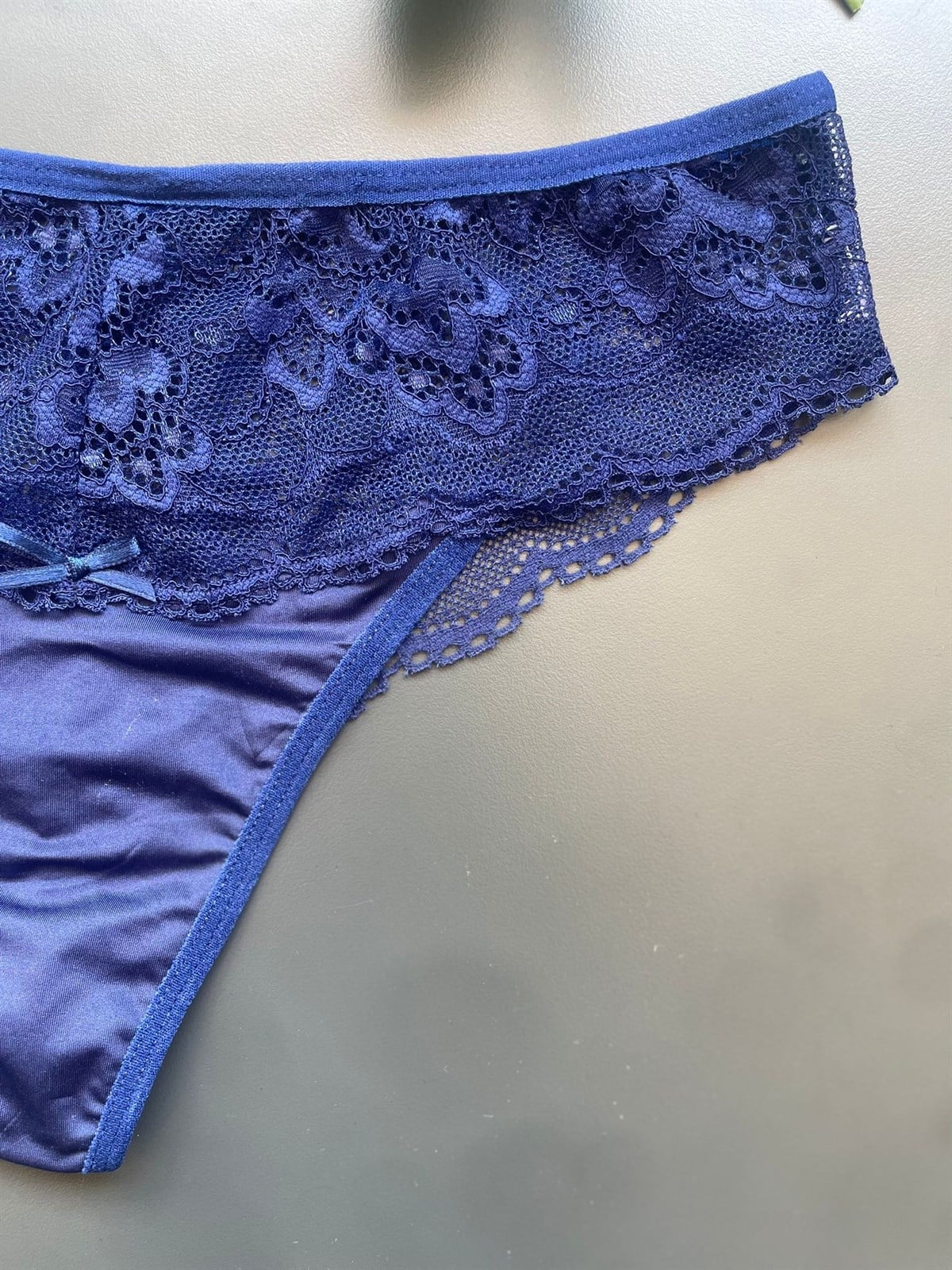 Dantel İşlemeli Lacivert Tanga (4574)