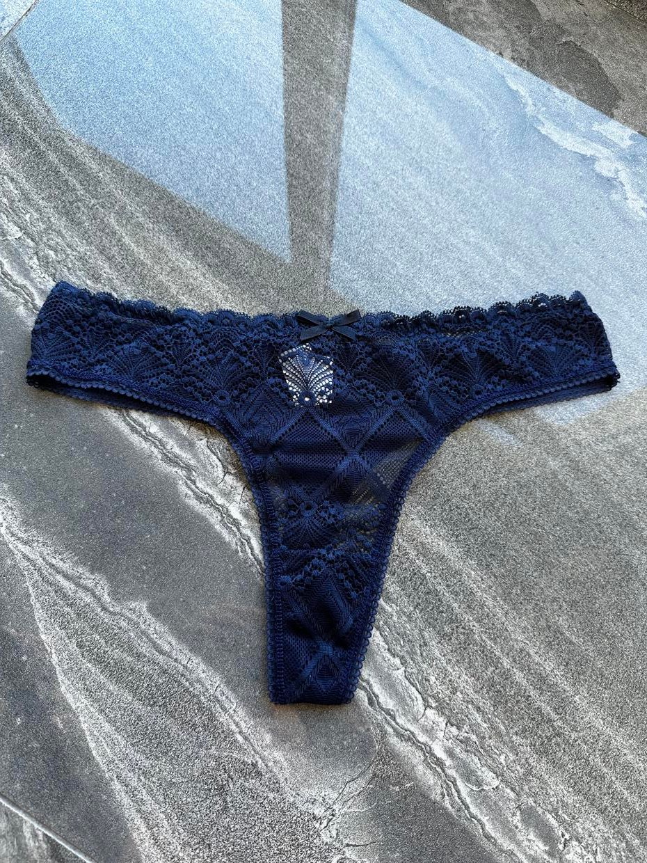 Dantelli Arka Pamuk Lacivert Tanga