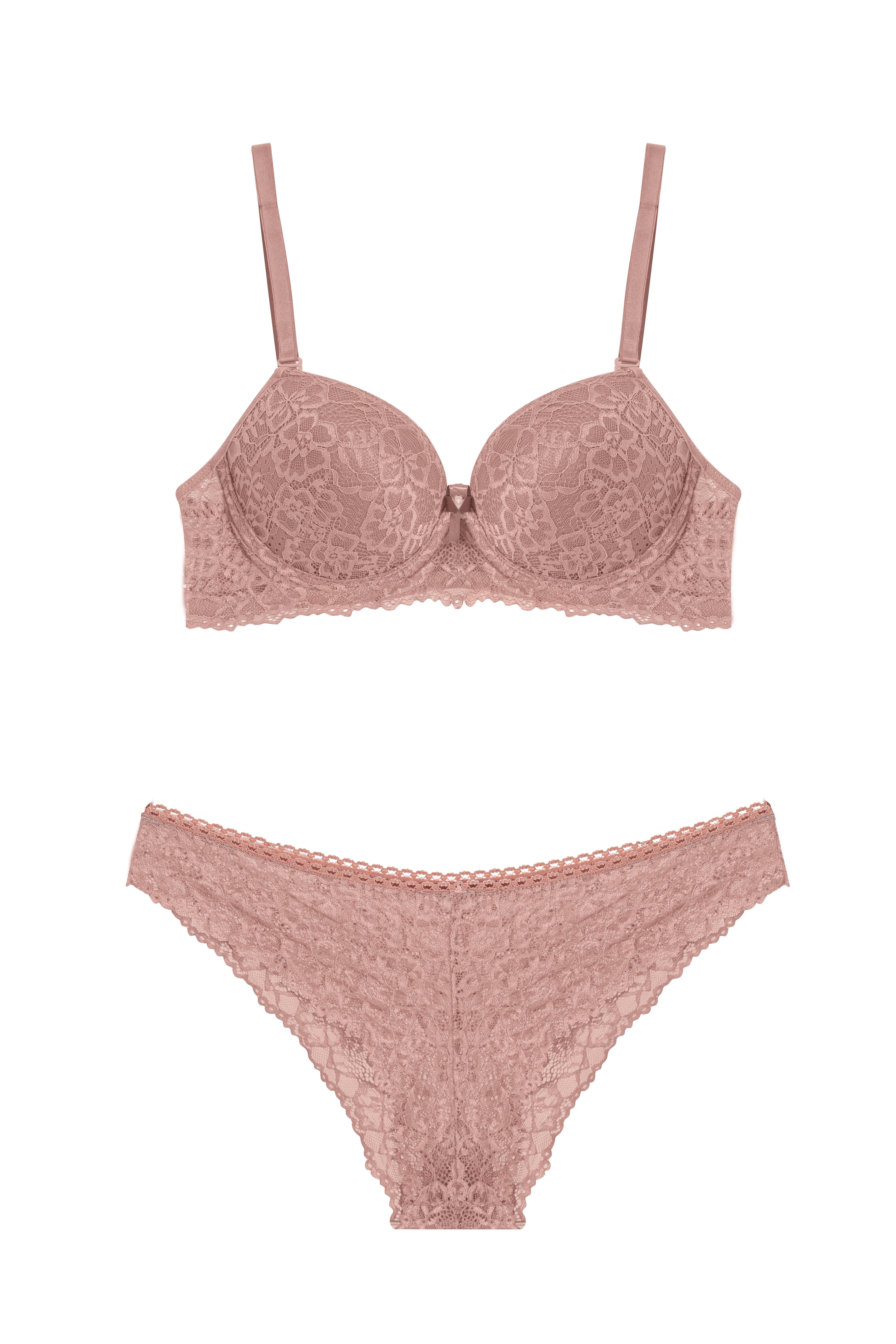 Dantelli Destekli Pudra Sütyen Takımı 641TK