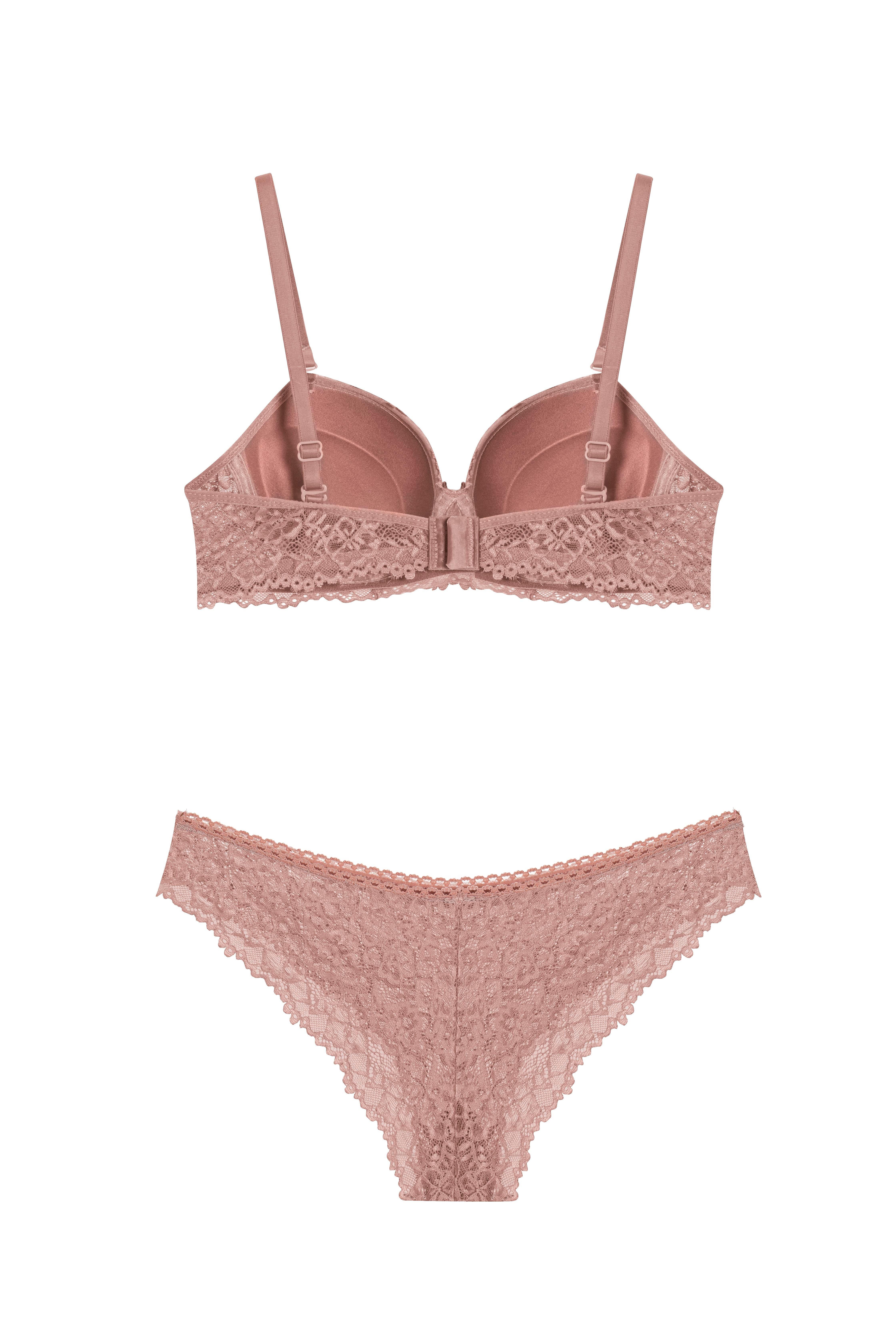 Dantelli Destekli Pudra Sütyen Takımı 641TK