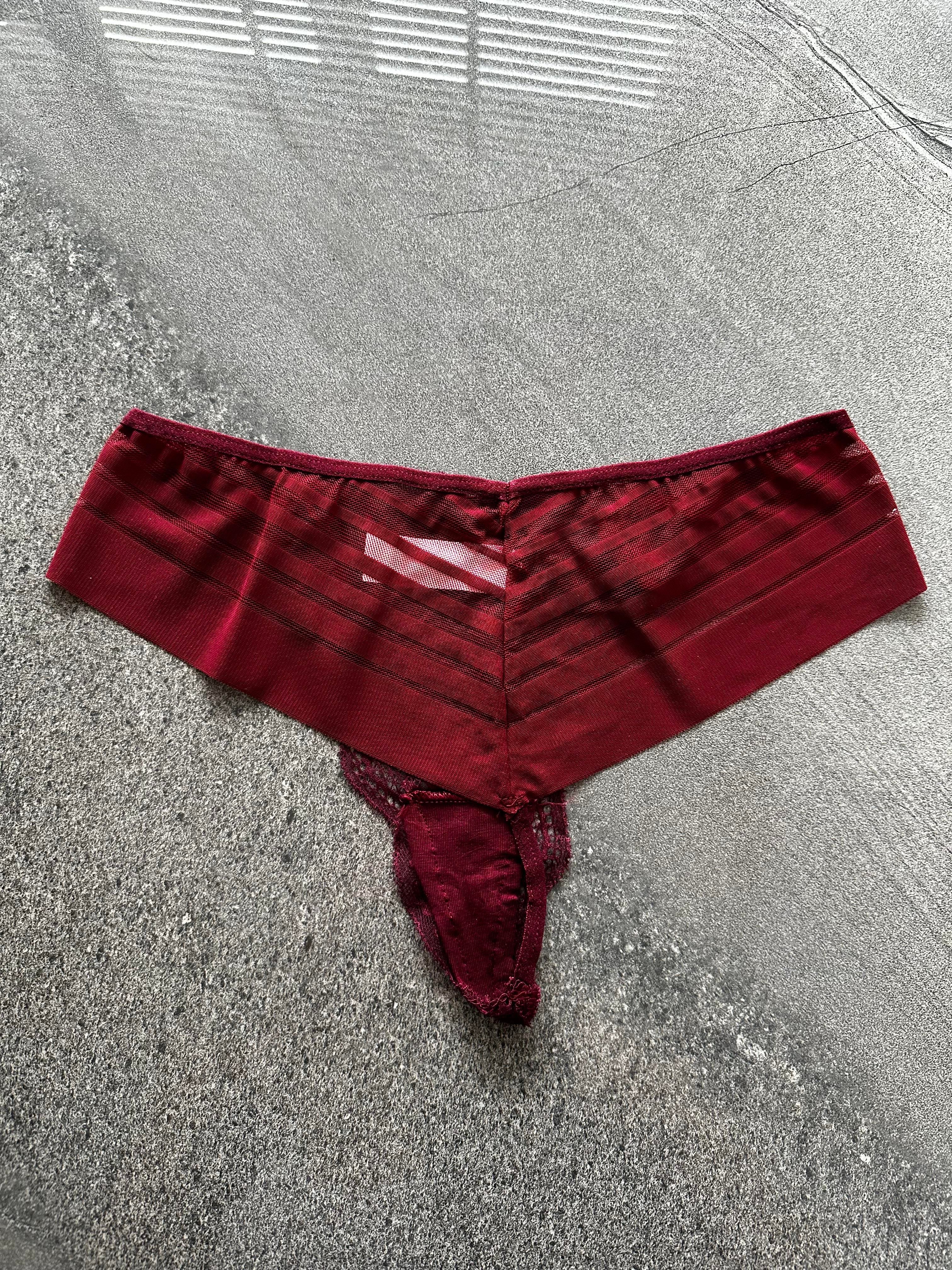 Dantelli Transparan Bordo Tanga