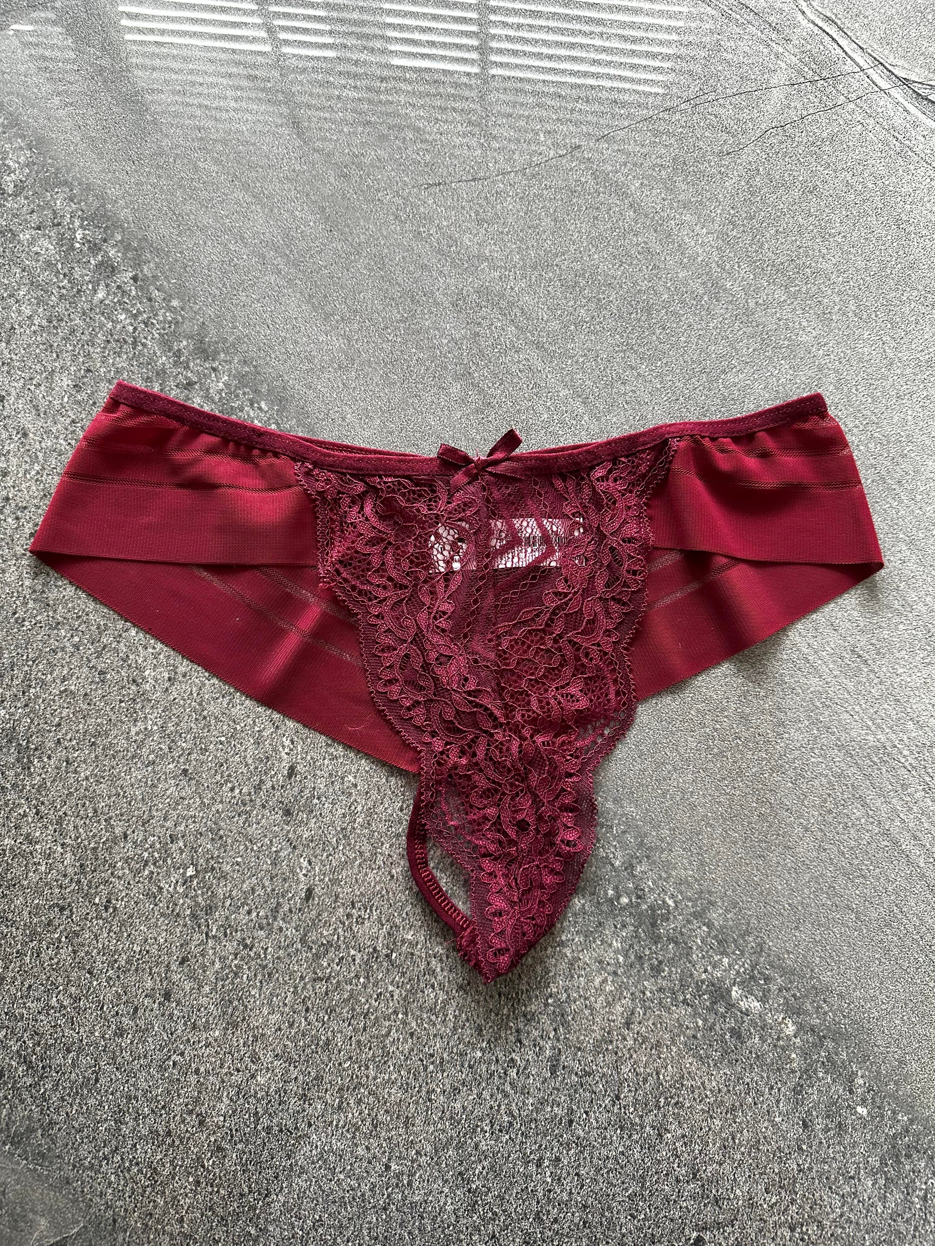 Dantelli Transparan Bordo Tanga