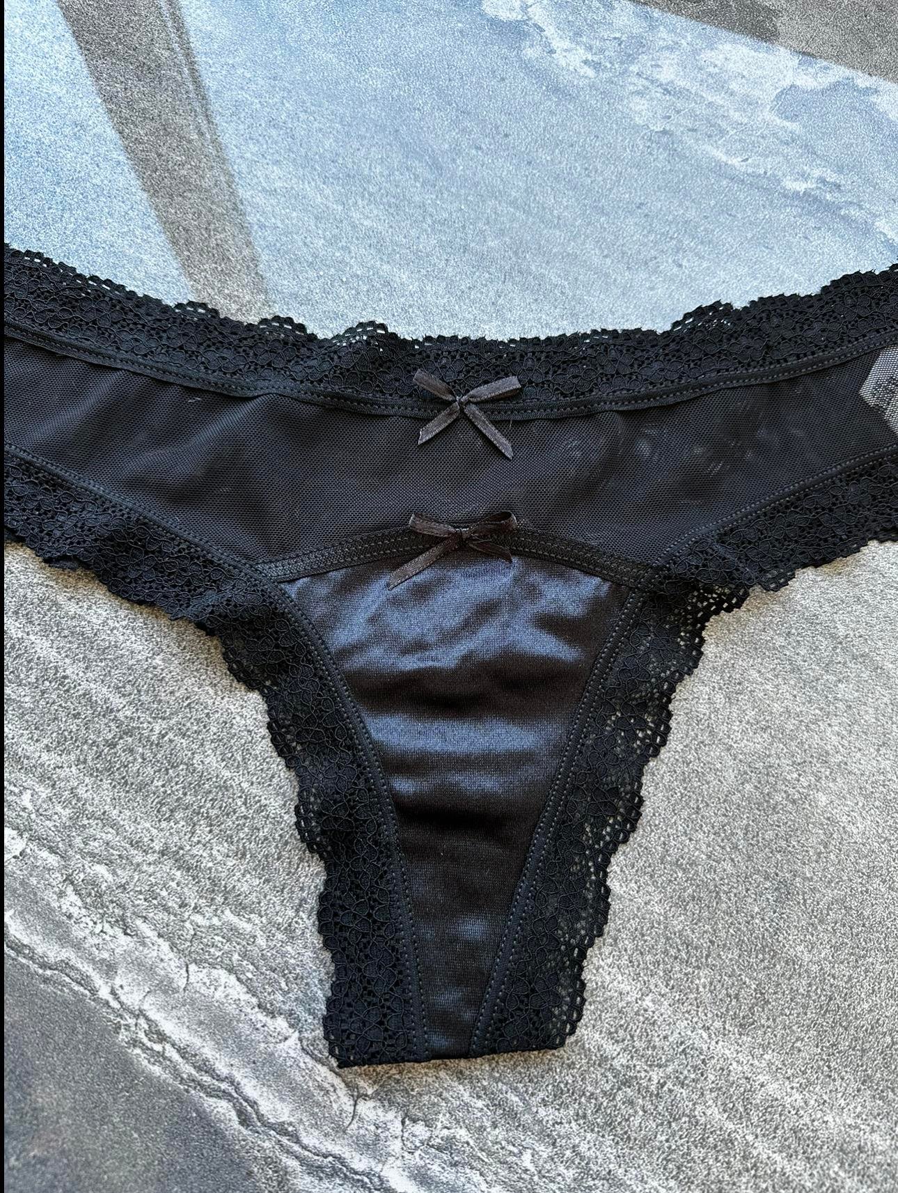 Dantelli Transparan Siyah Tanga 4767
