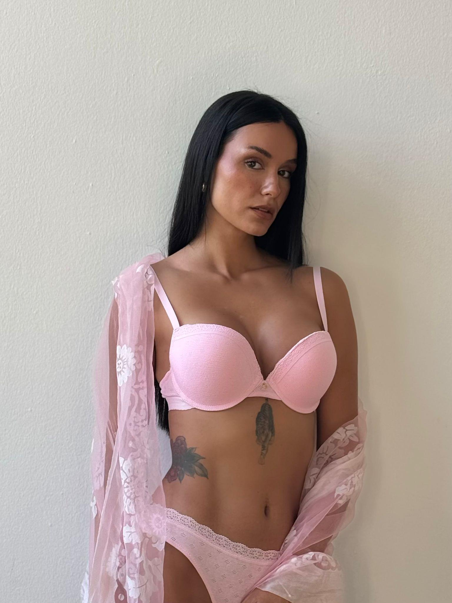 Desenli Destekli Balenli Pembe Sütyen Takımı (724T)