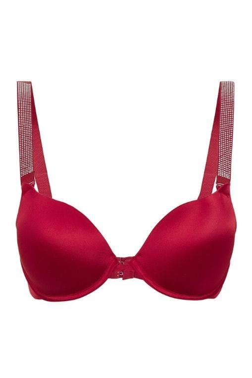 Diva Double Push Up Taşlı Vişne Sütyen (663tek)
