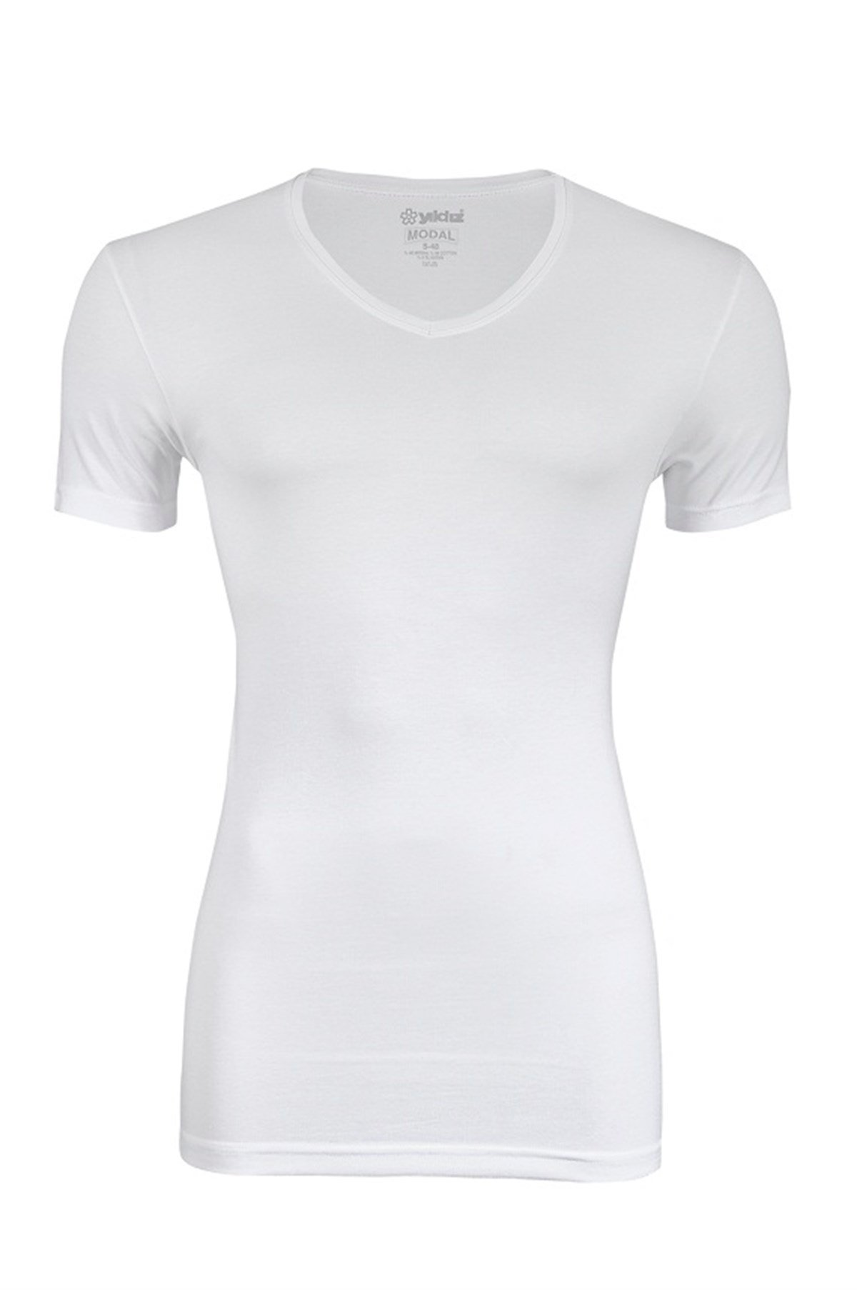 Erkek Modal V Yaka Beyaz TShirt (150)