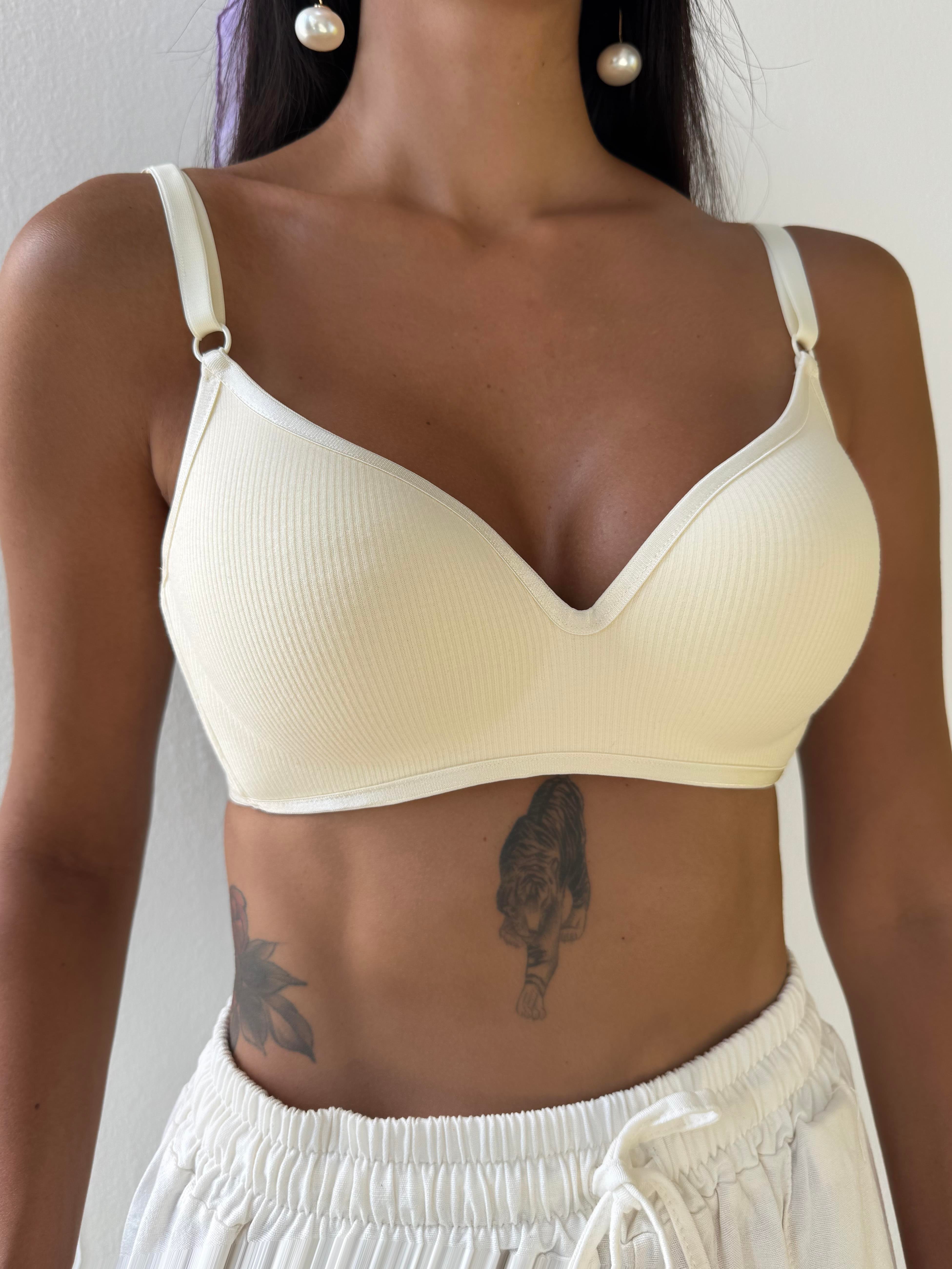 Fitilli Desteksiz Balensiz Ekru Sütyen (192)