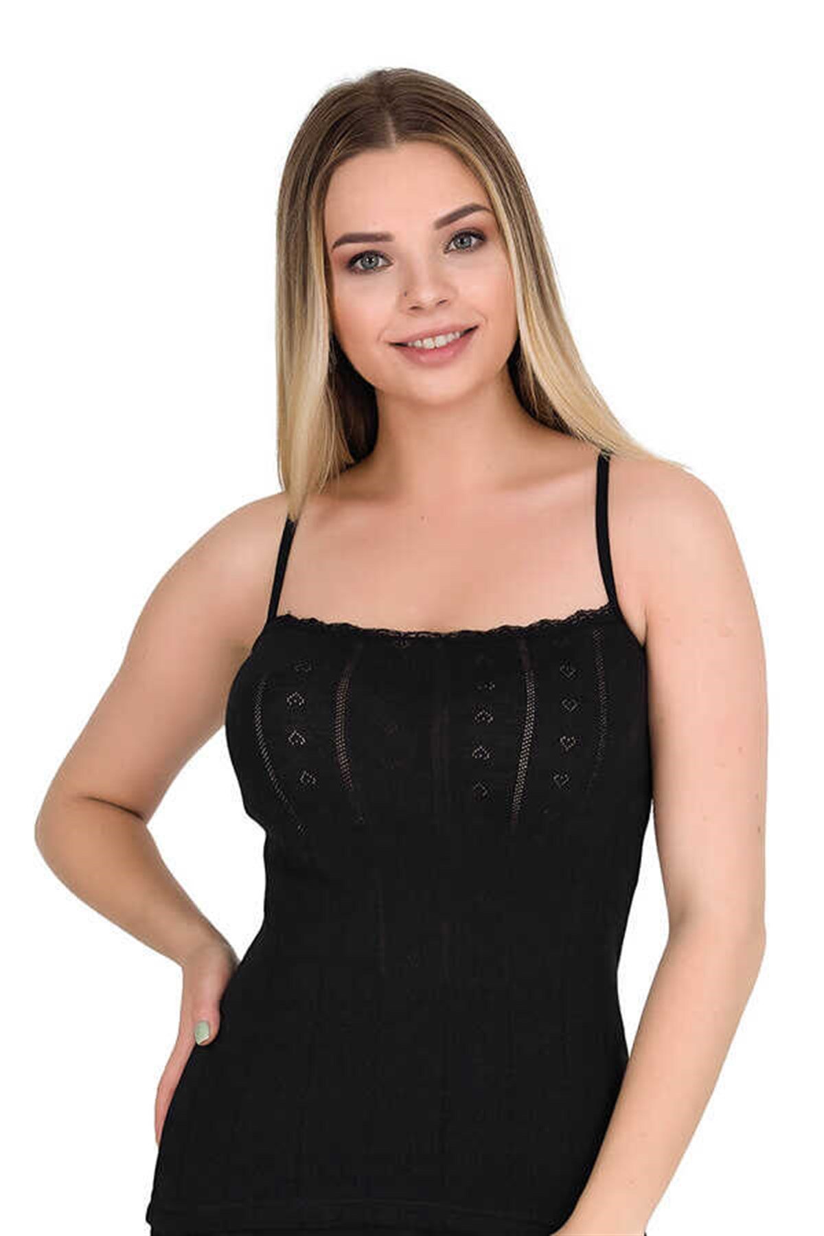 Kadın Siyah İp Askılı Atlet (8050)