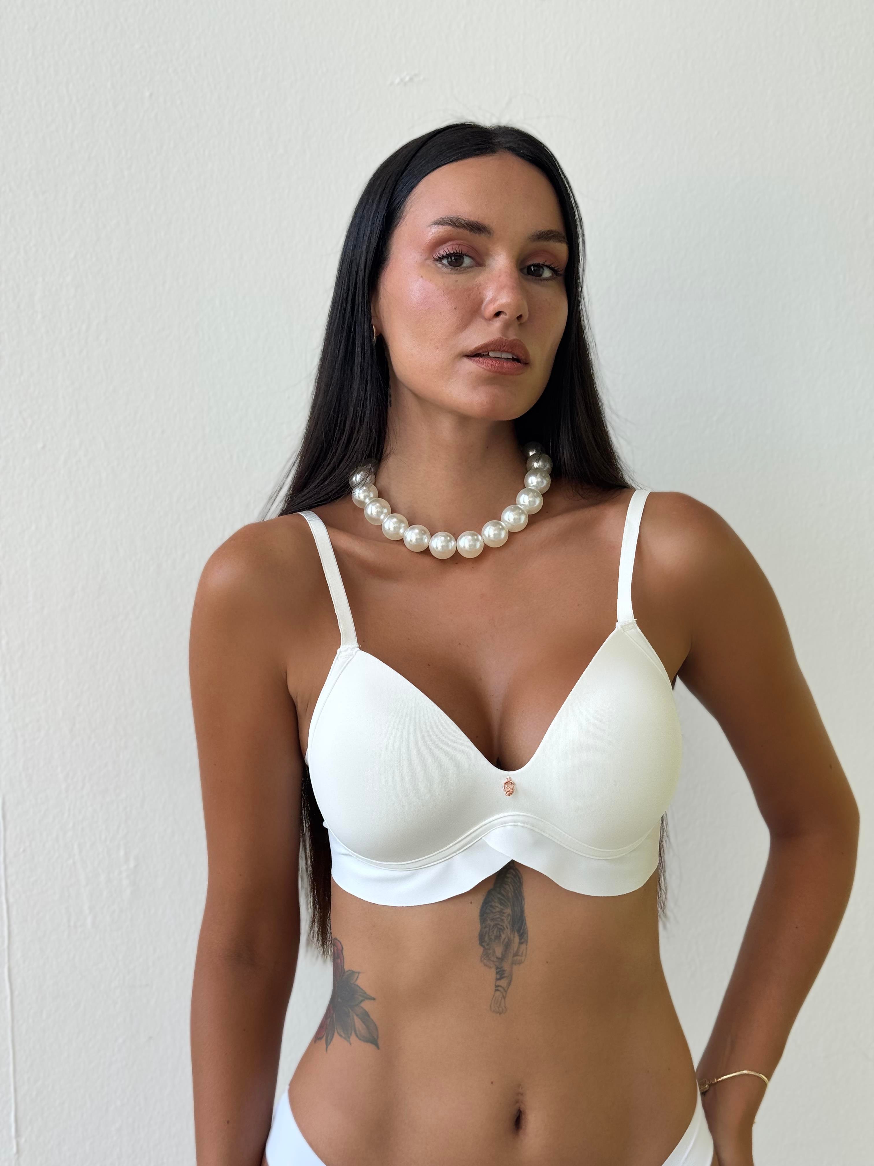 Lazer Kesim Hafif Destekli Ekru Sütyen (703)