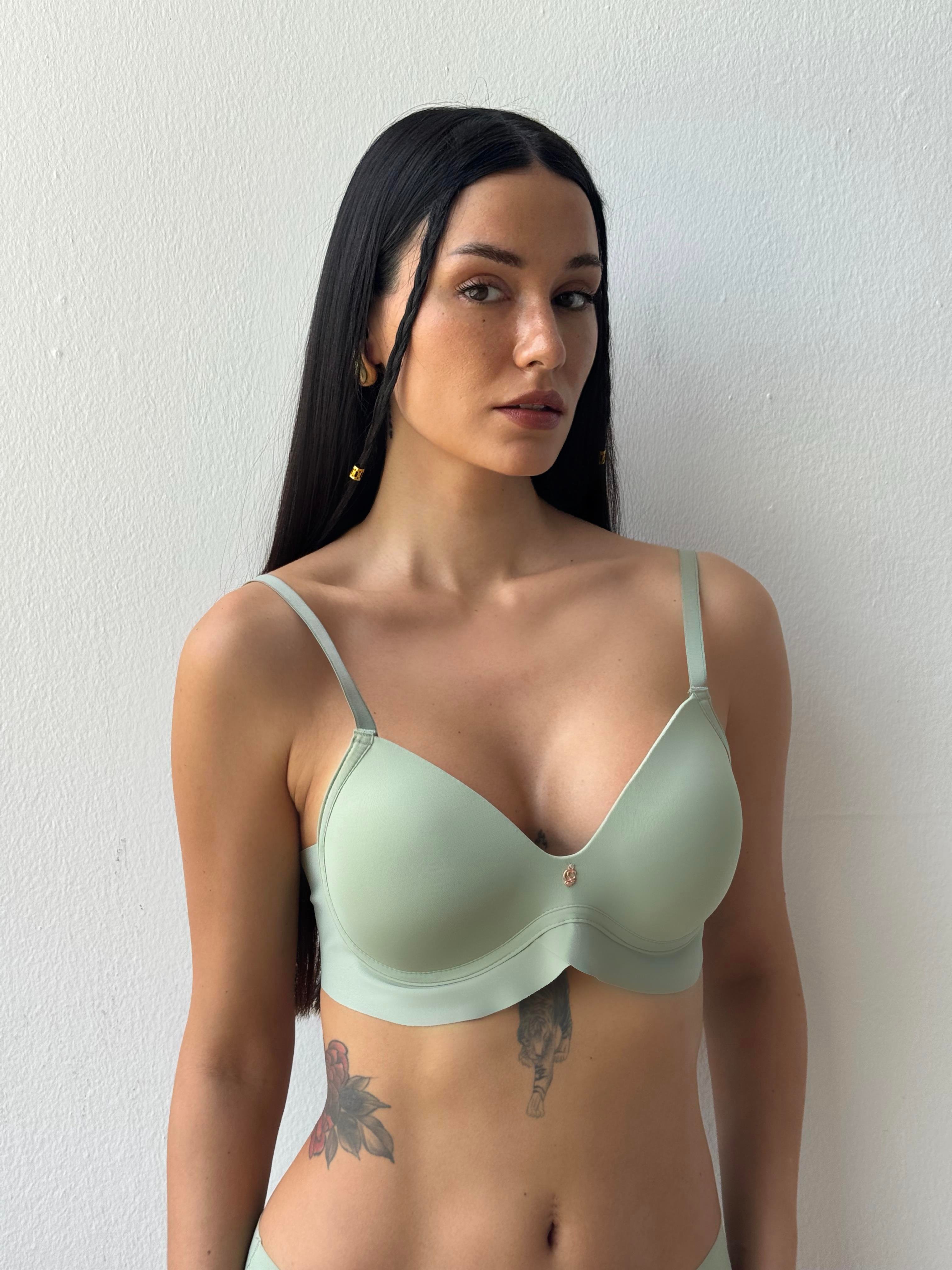 Lazer Kesim Hafif Destekli Mint Sütyen (703)