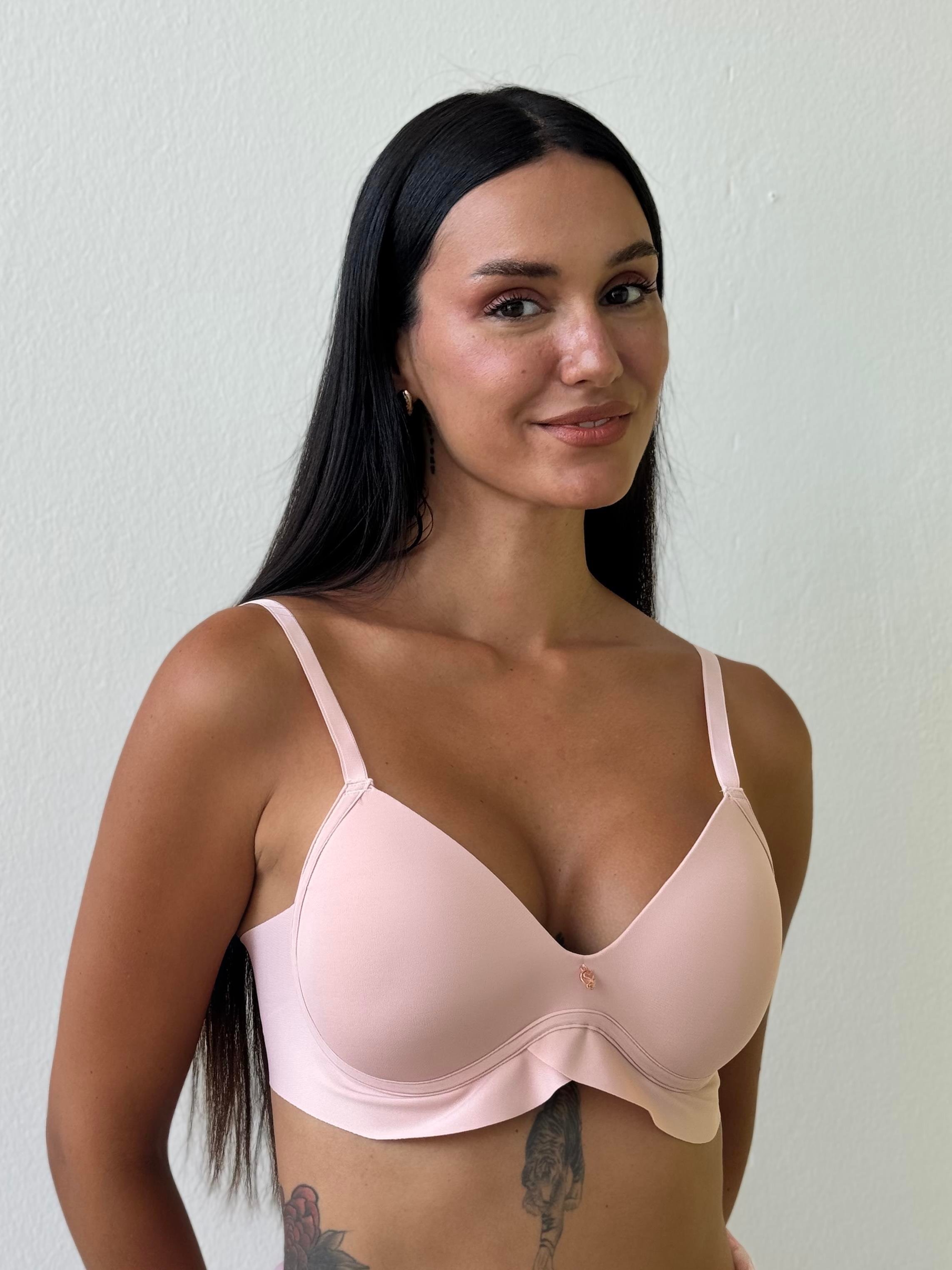 Lazer Kesim Hafif Destekli Pembe Sütyen (703)