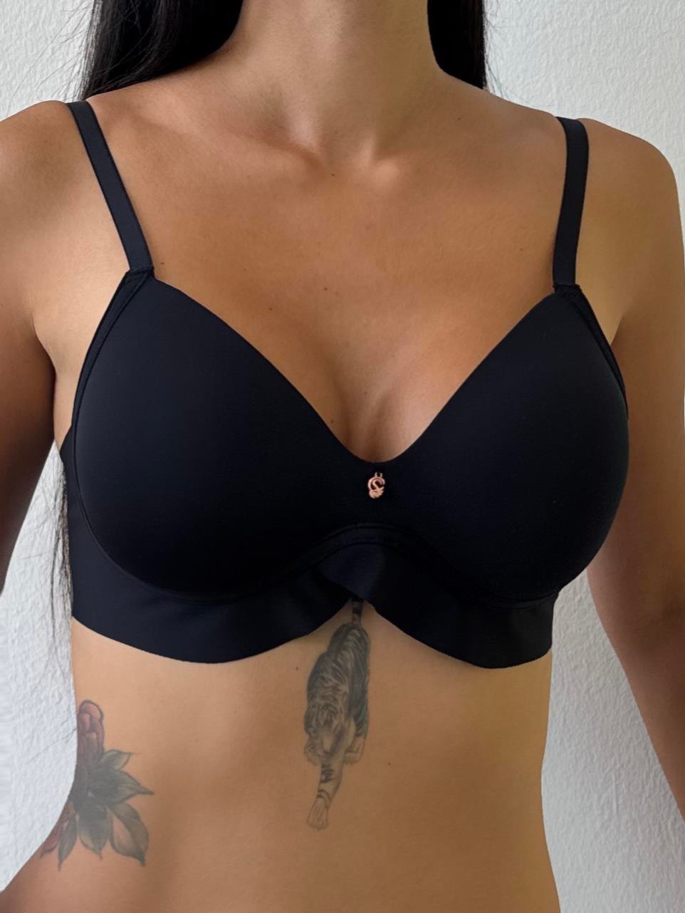 Lazer Kesim Hafif Destekli Siyah Sütyen (703)