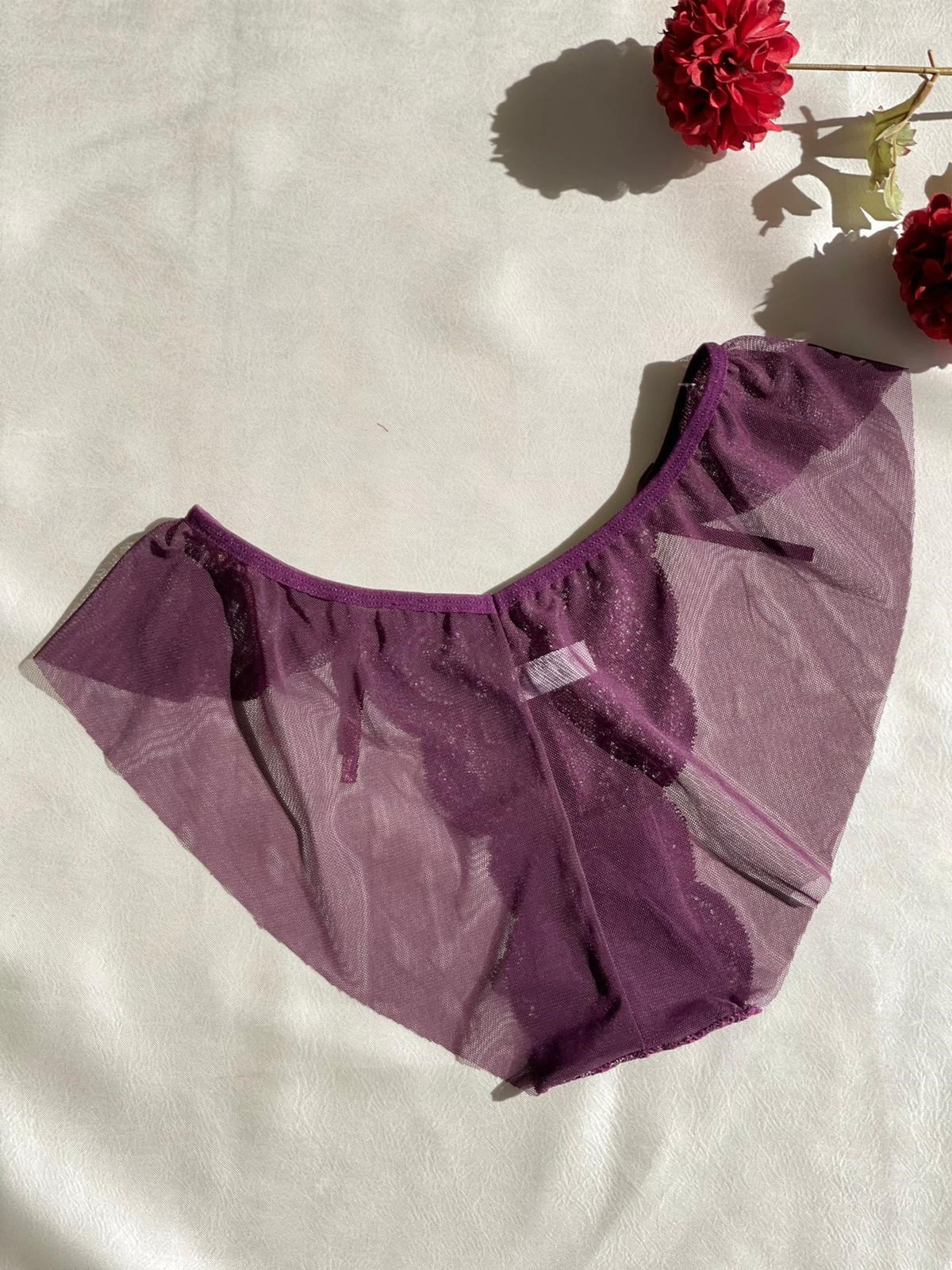 Mor Tül Dantelli Kadın Külot