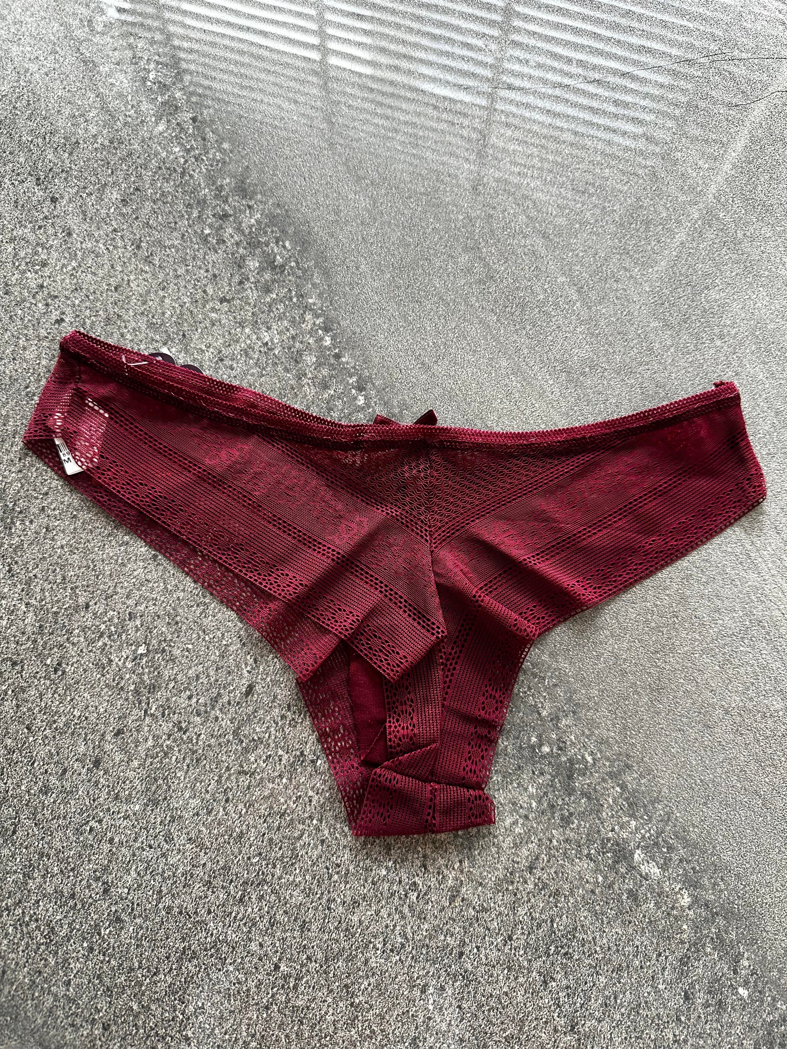 Özel Örgülü İz Yapmayan İnce Bordo Tanga