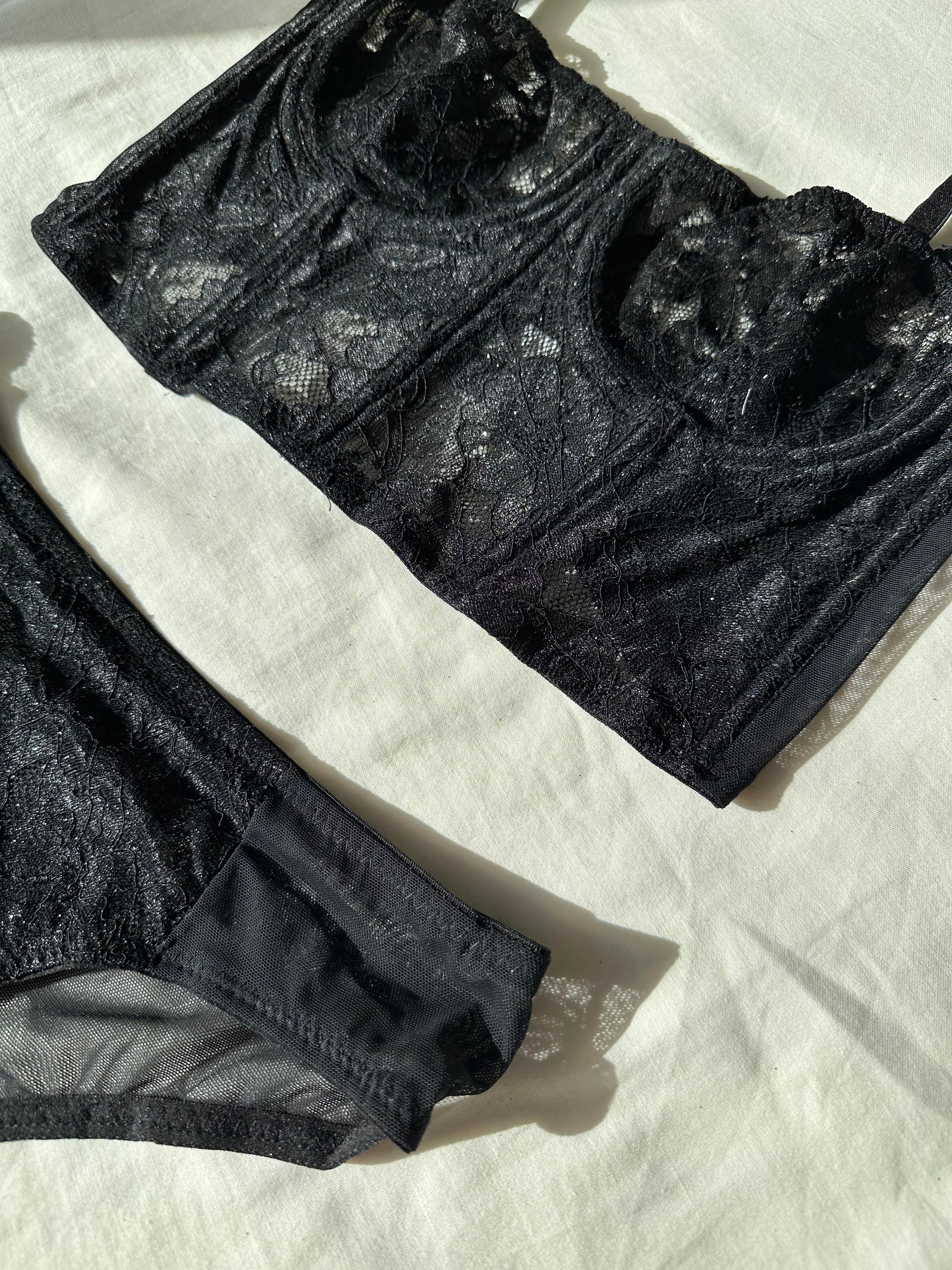 Simli Kapsız Siyah Bustiyer Takım (692T)