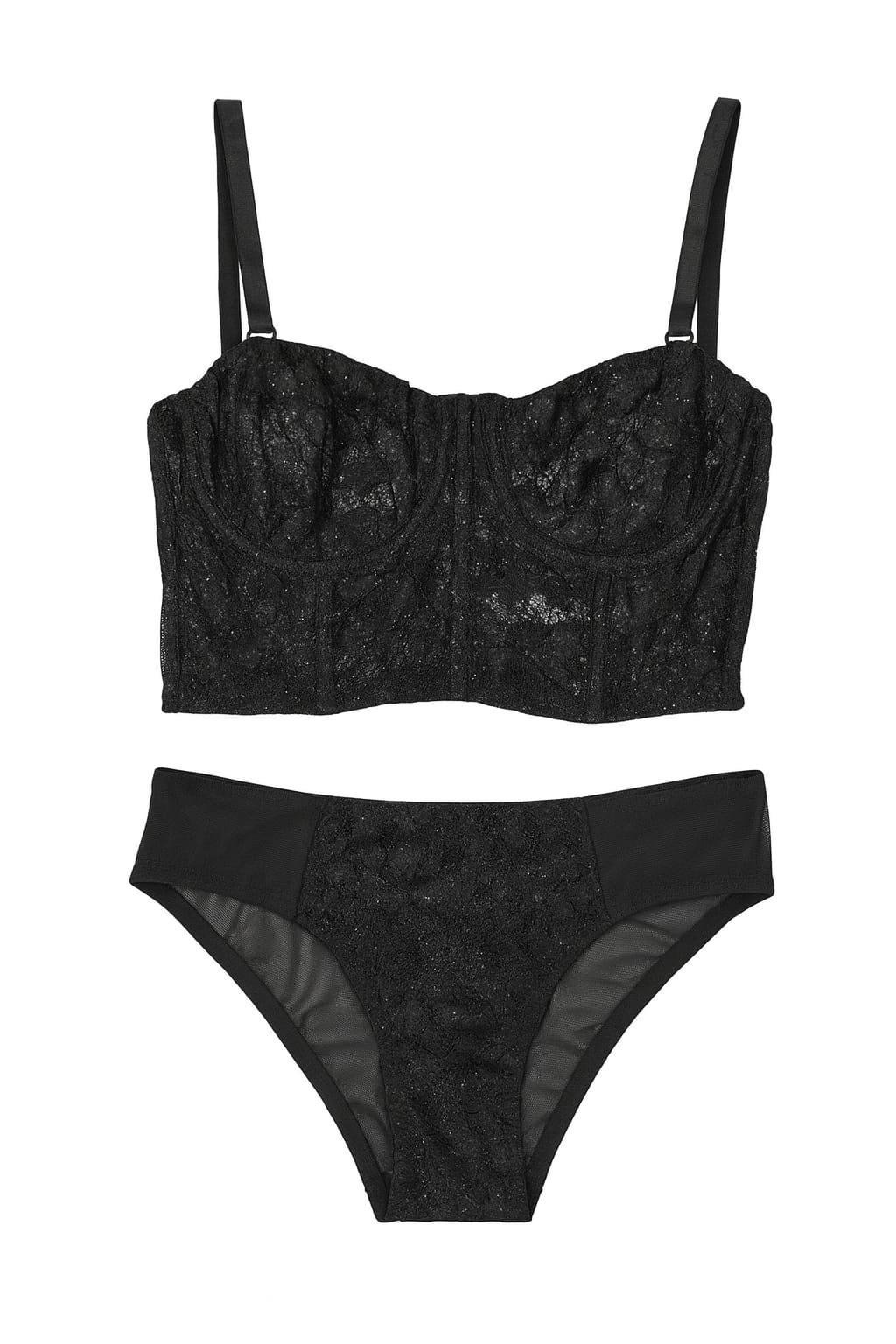 Simli Kapsız Siyah Bustiyer Takım (692T)