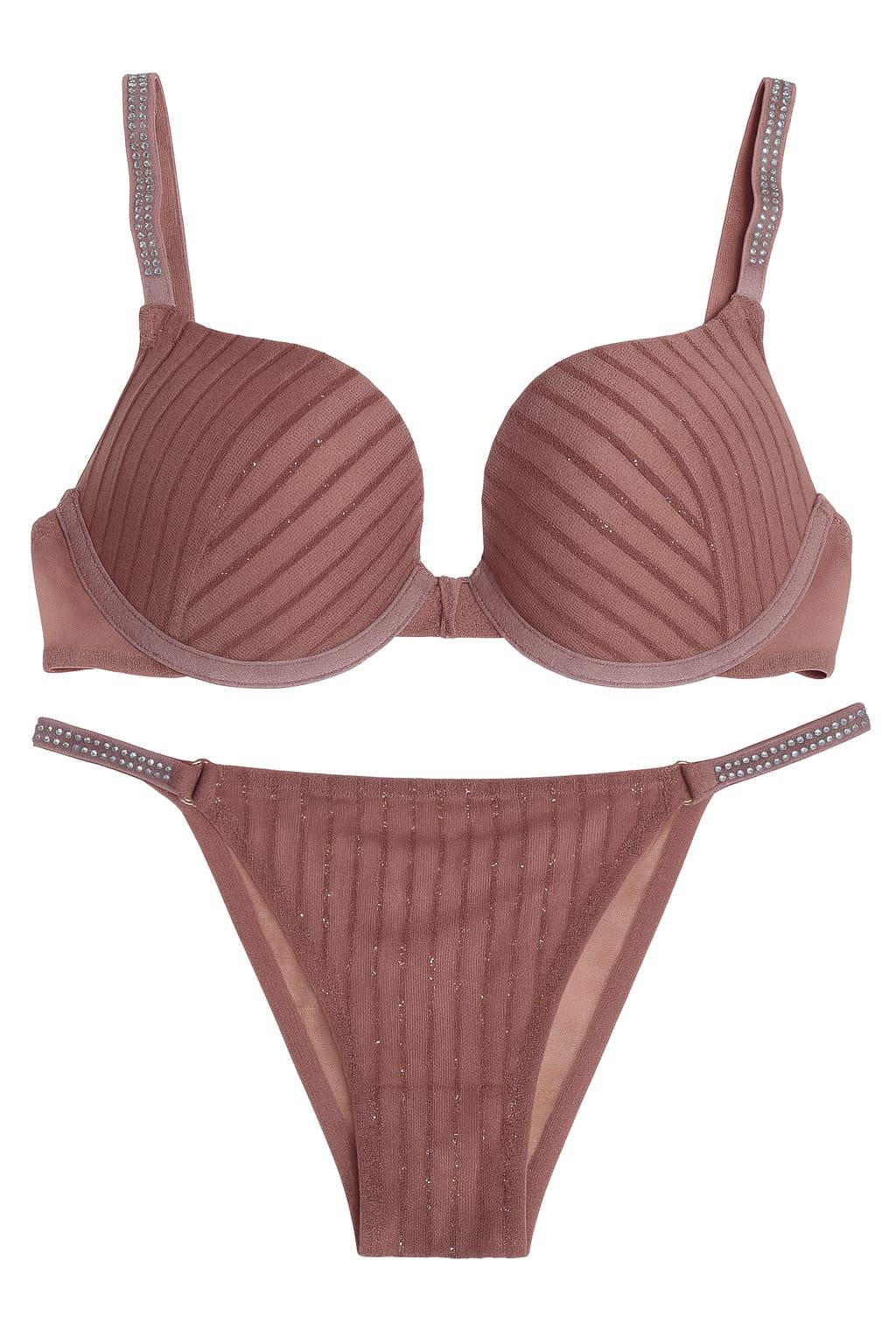 Simli Taşlı Soft Pudra Sütyen Takımı (638T)