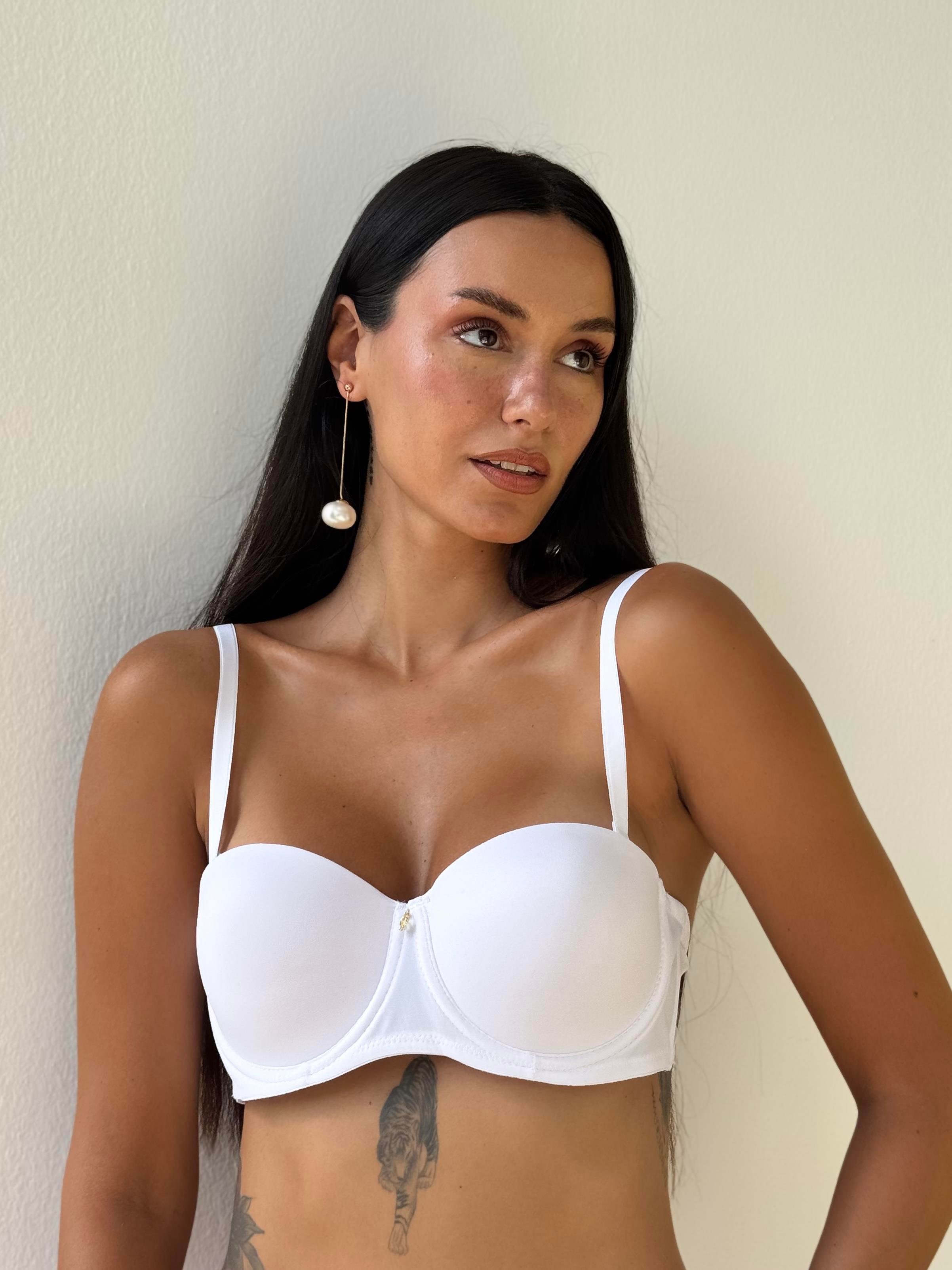 Slikonlu Straplez Destekli Beyaz Sütyen (728)