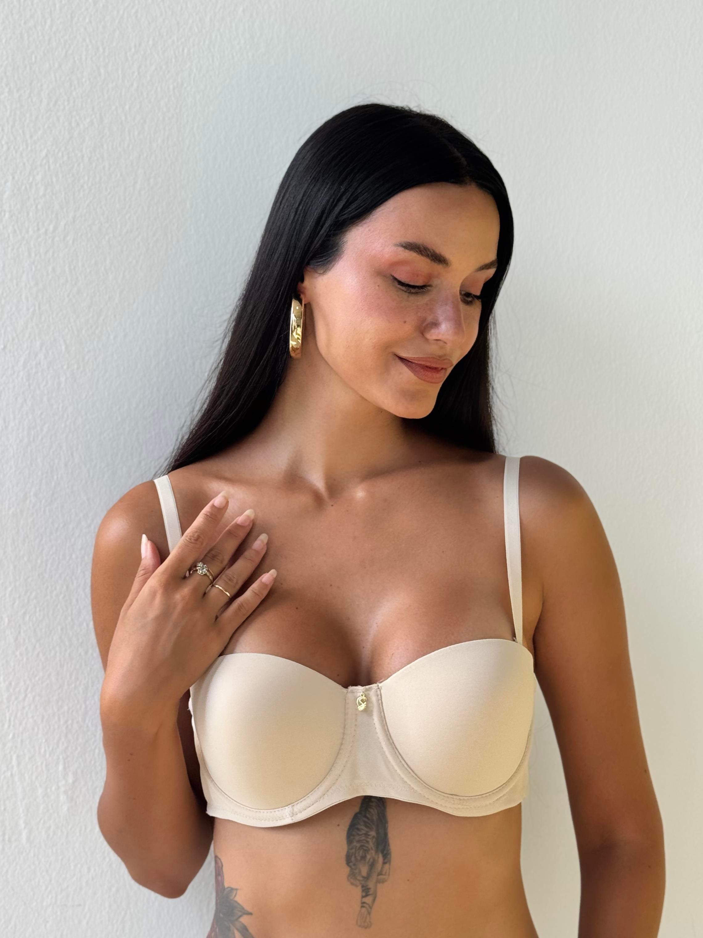 Slikonlu Straplez Desteksiz Ten Sütyen (727)