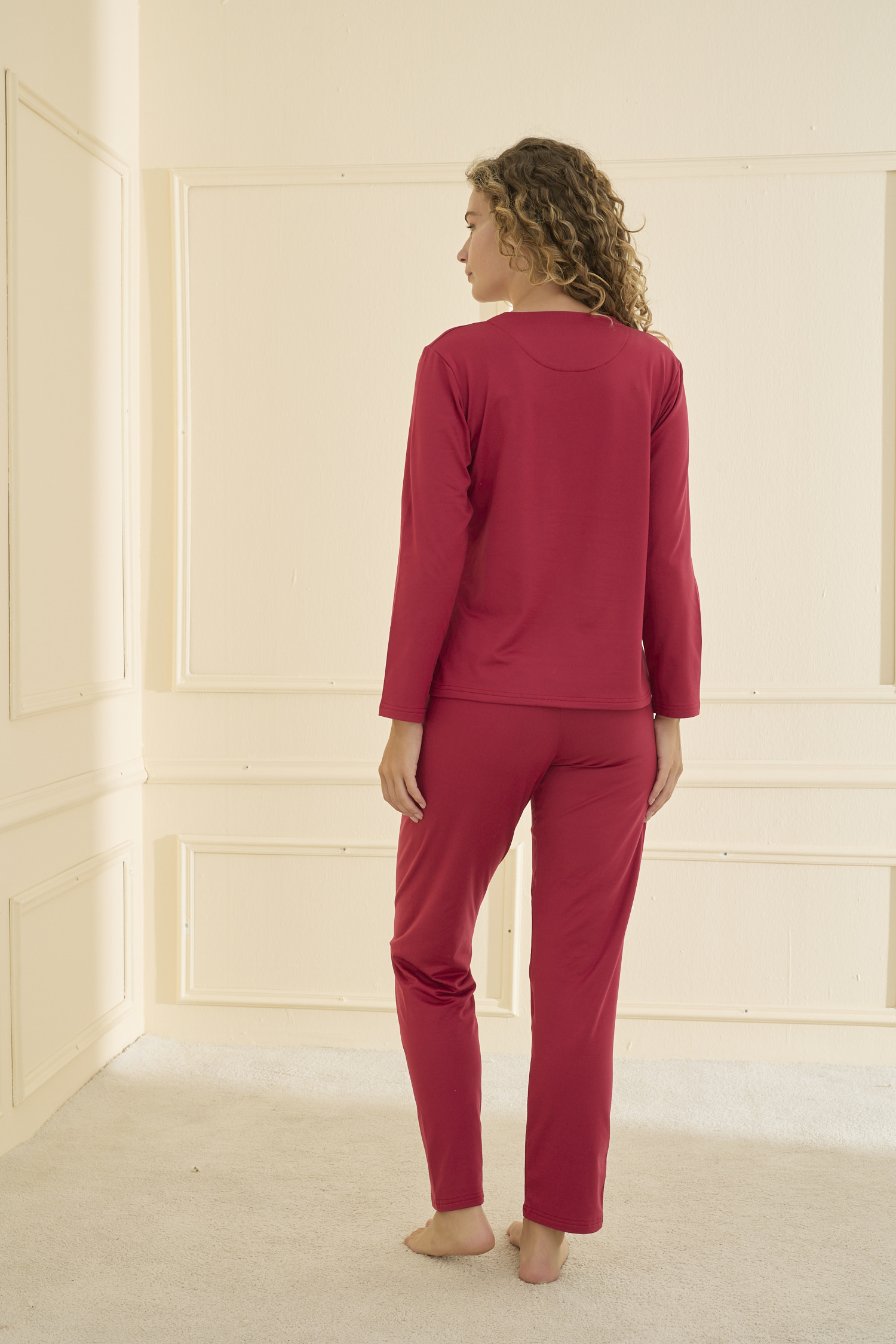 Uzun kol Kırmızı Pİjama Takımı 19104