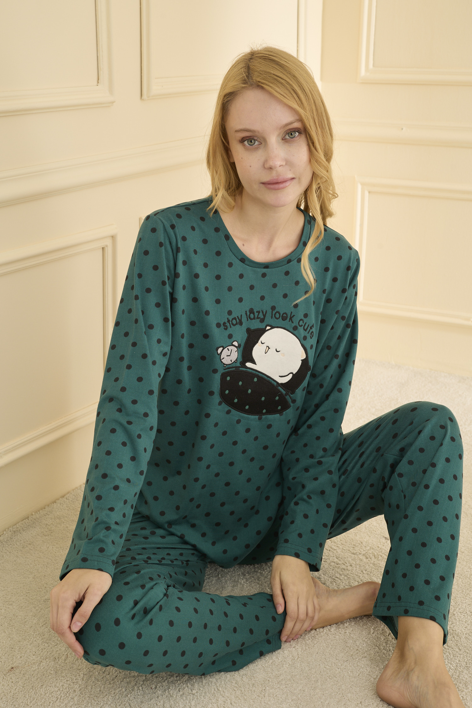 Uzun kol Yeşil Pİjama Takımı 19104