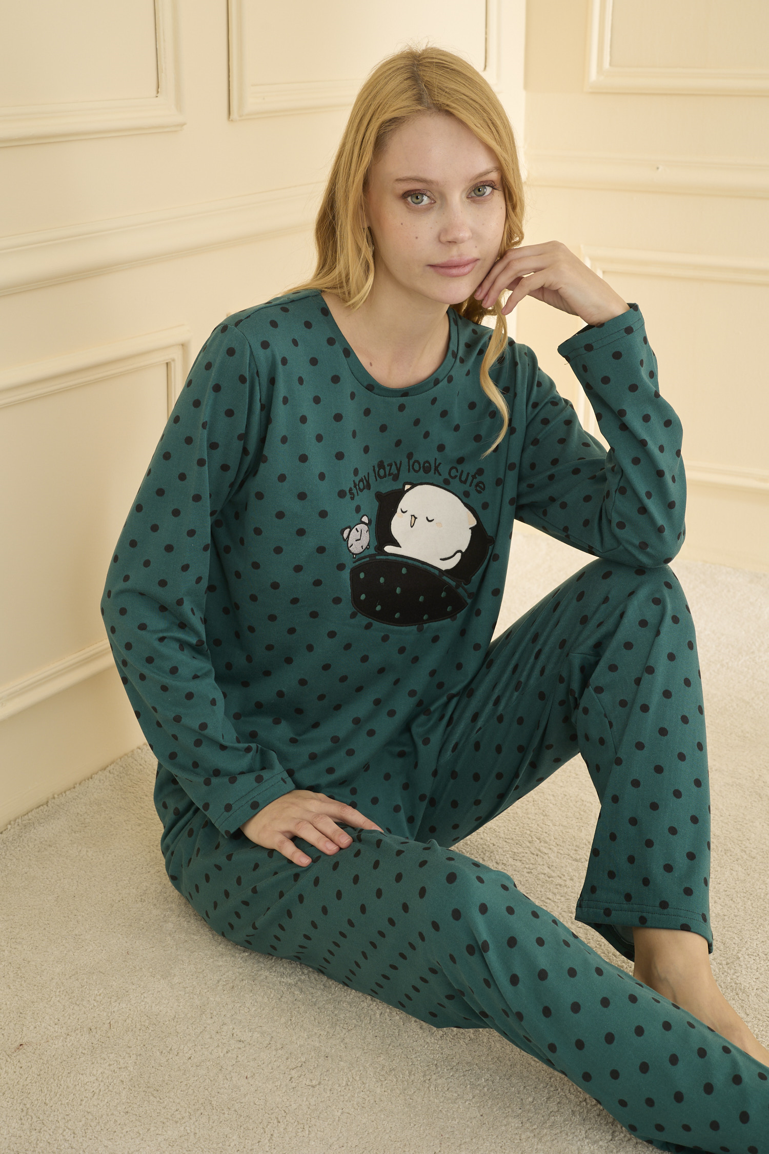 Uzun kol Yeşil Pİjama Takımı 19104