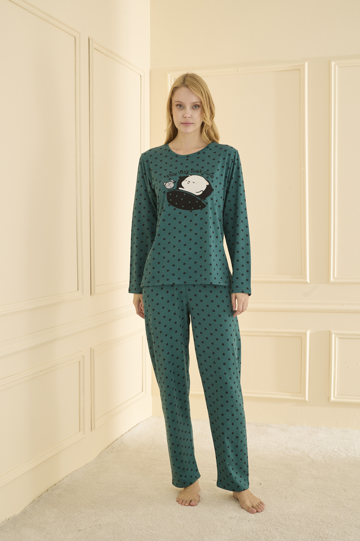 Uzun kol Yeşil Pİjama Takımı 19104